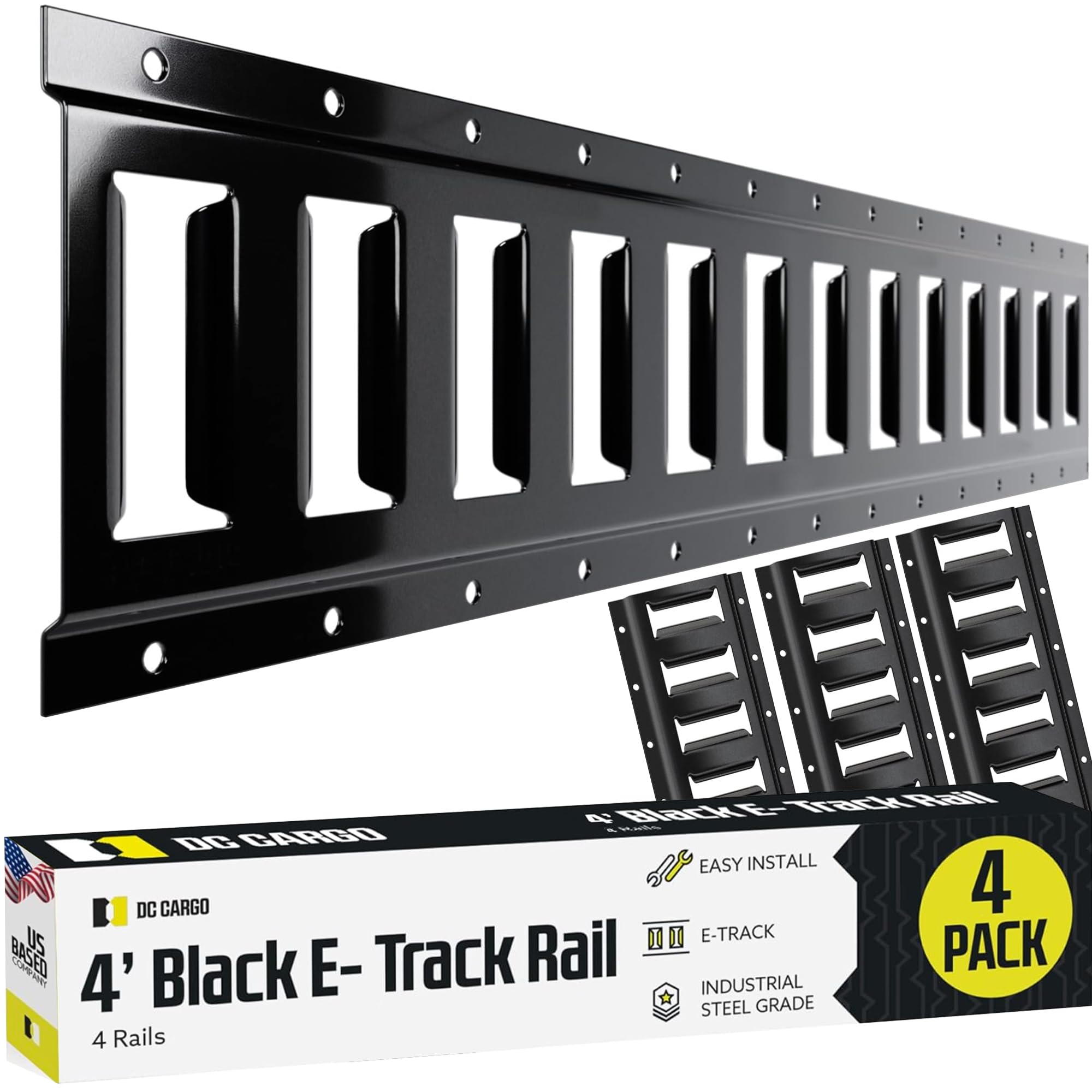 Dc Cargo Mall Indoor E Track Tie Down Rail Kit 4' (4 Pack) For Garages, Vans, Trailers, Motorcycle Tie Downs, Atv Mountings - Po