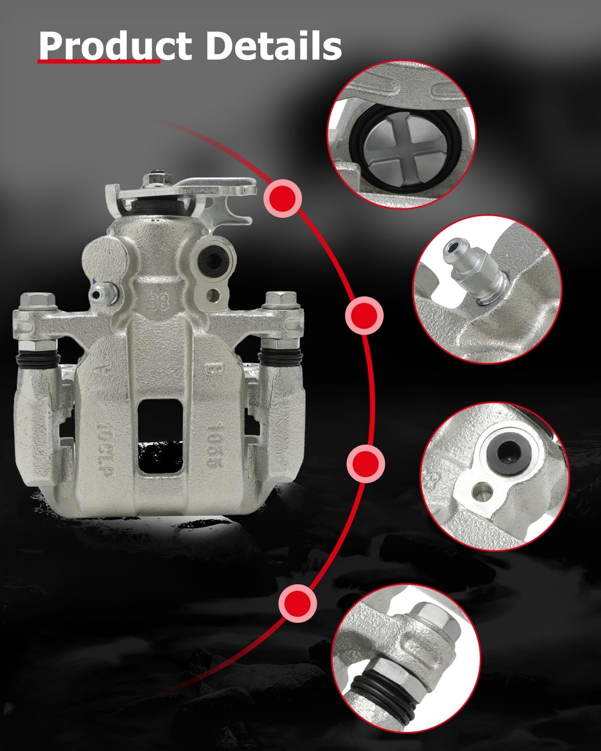 cciyu 19B3359 Rear Left Brake Caliper With Bracket For Acura For TSX 2009-2014,For Honda For Accord 2008-2012