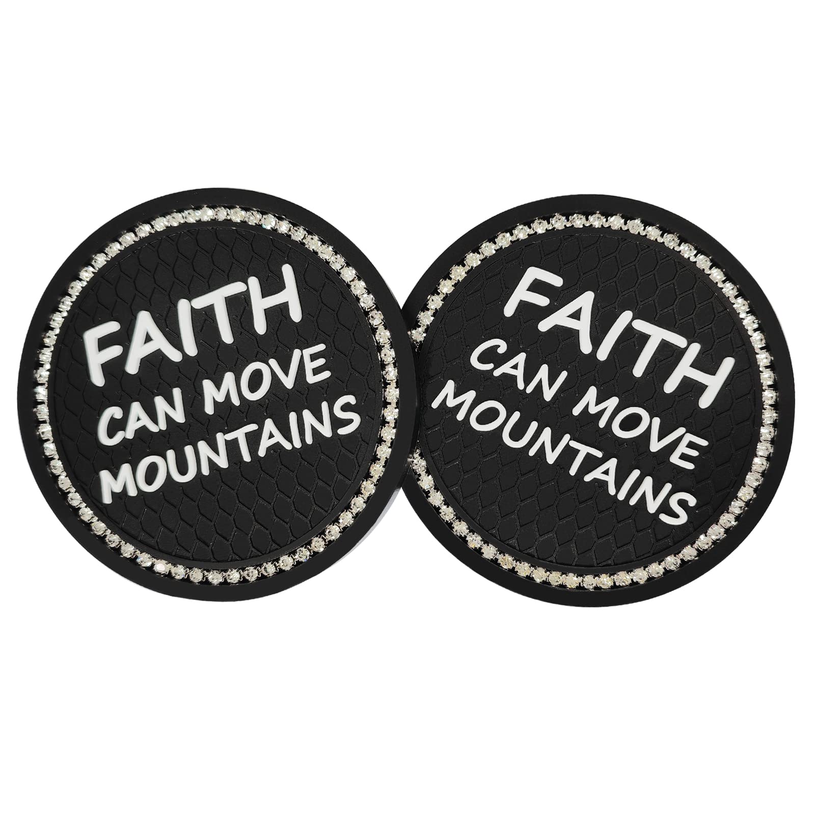 ACODABLEM Bling Coasters - 2 Pack Rhinestone Car Cup Holders, 2.75 Inch, Black Silicone Anti-Slip Mats for Women and Girls