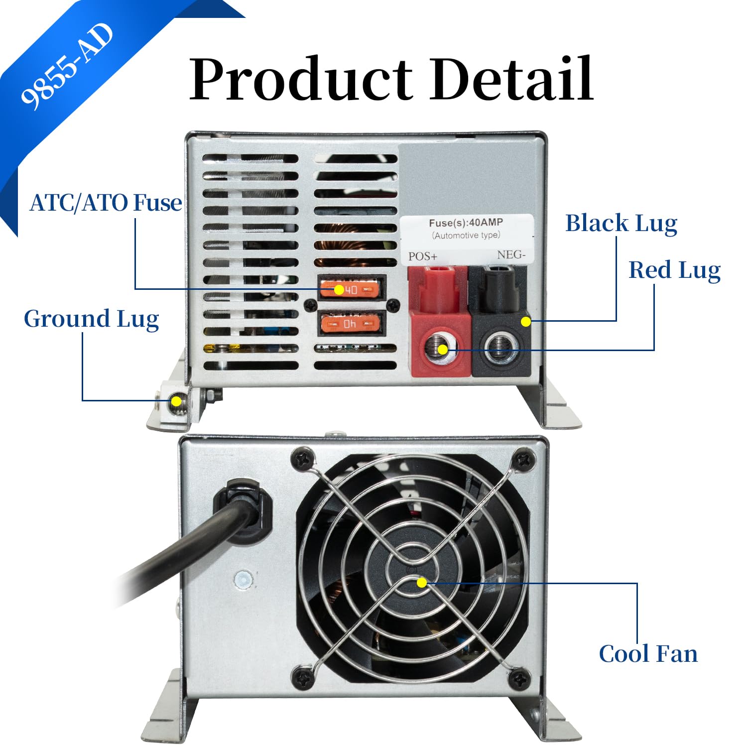 9855-AD Deck Mount Converter Replacement for RV Trailer Camper 9800 Series (55amp)