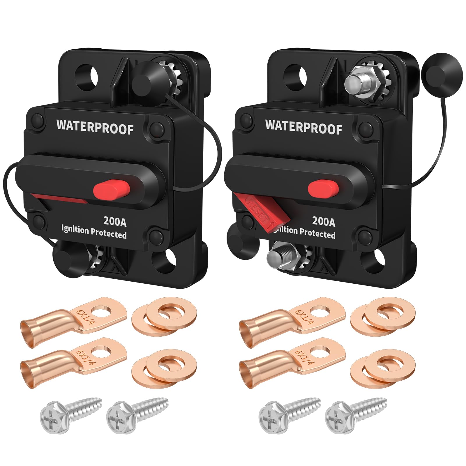 Daiertek 12V Circuit Breaker 200A, 12 Volt 200 Amp Circuit Breaker Waterproof Resettable Marine Circuit Breakers For Car Auto -2