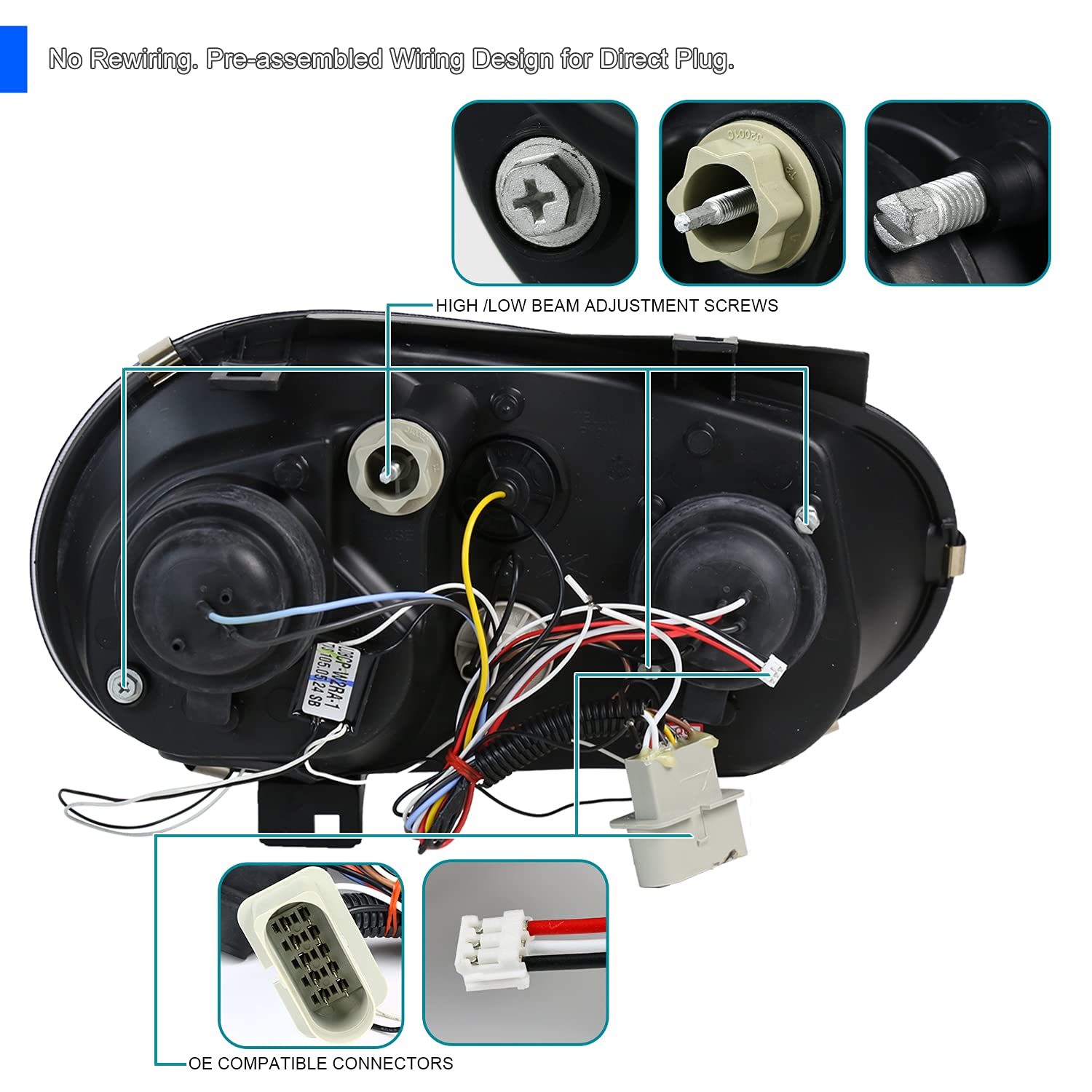 SPEC-D TUNING Dual Halo Projector Headlights for 1999-2006 VW Golf/GTI, Black Housing, Smoke Lens, Model LHP-GLF99G-TM