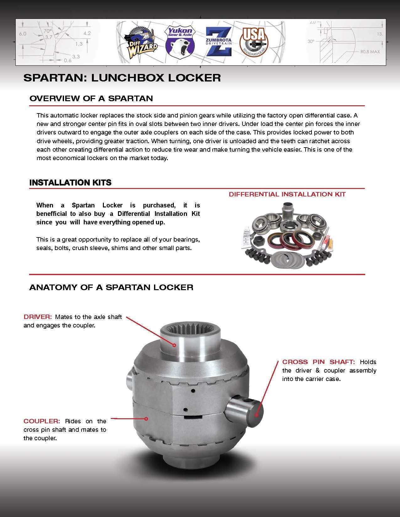Usa Standard Gear Spartan Locker For Toyota 8' Differential With 30 Spline Count, Includes Heavy-Duty Cross Pin Shaft