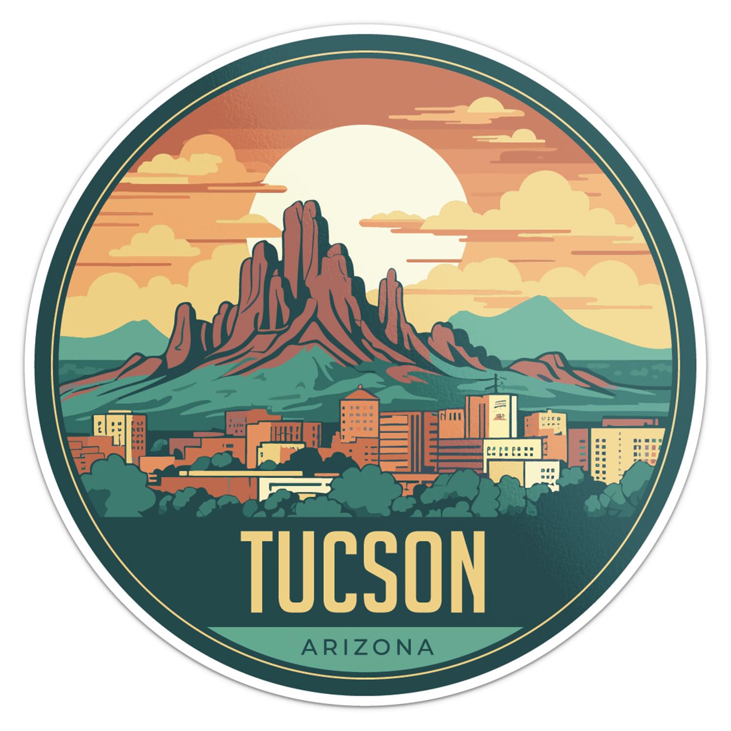 Tucson City Sticker - Waterproof Vinyl Decal for Car Bumper, Laptop, Water Bottle, Wall, and Window, Size - 5'' Longer Side