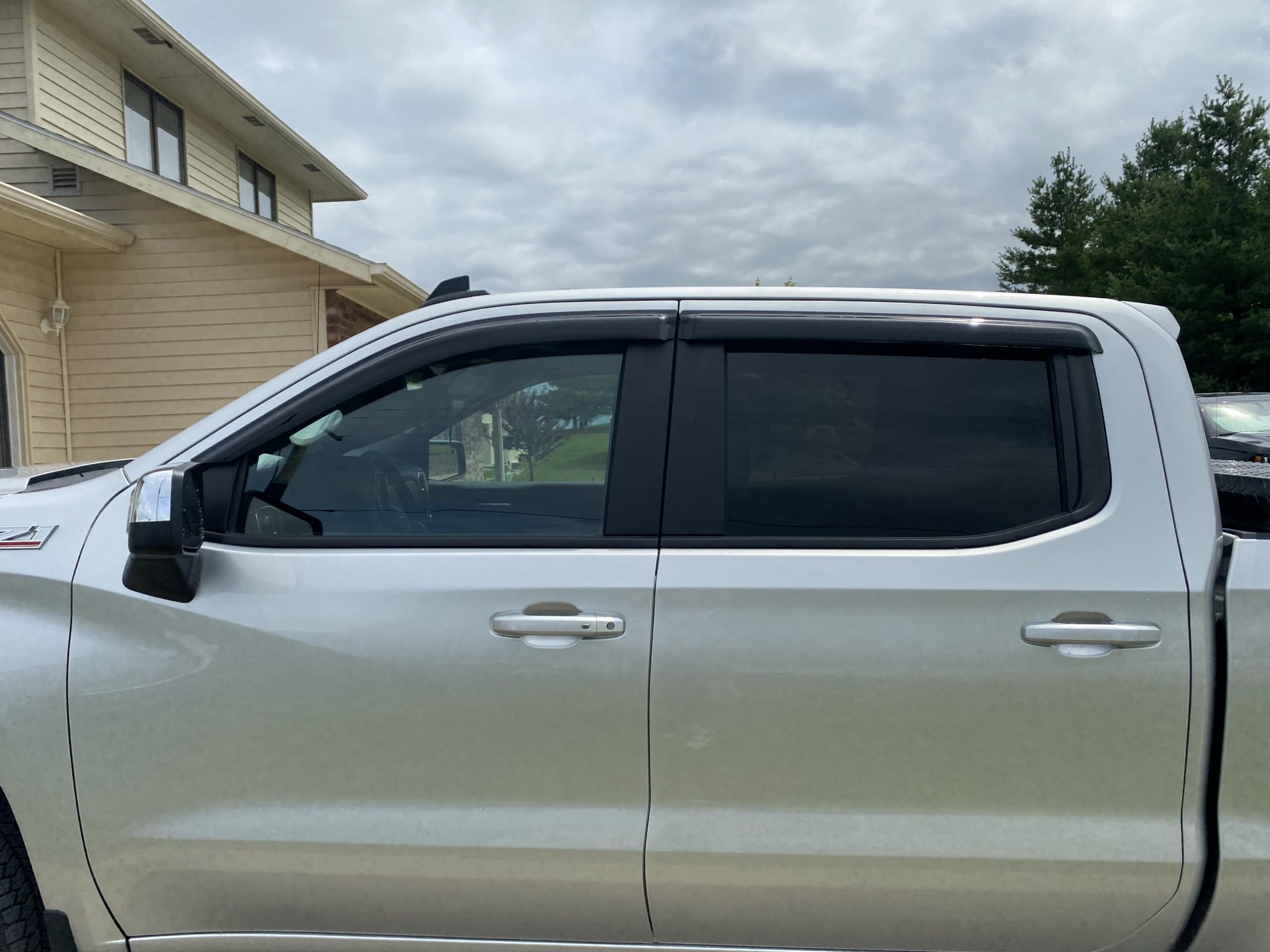 2019-2024 Tape-On Side Window Deflector Visors For Chevrolet Chevy Silverado 1500 Crew Cab & For Gmc Sierra 1500 Crew Cab Pickup