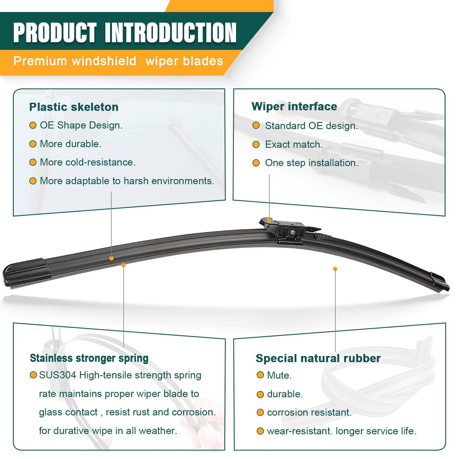 Kvq Windshield Wiper Blades Replacement For Gmc Acadia 2013 2014 2015 2016 Original Factory Quality Front Rear Wiper Blade Set -