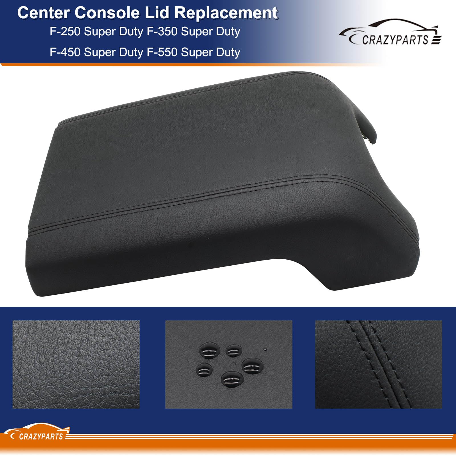 CRAZYPARTS Center Console Lid Replacement Compatible with F-250 F-350 F-450 F-550 Super Duty 2011 2012 2013 2014 2015 2016 Repla