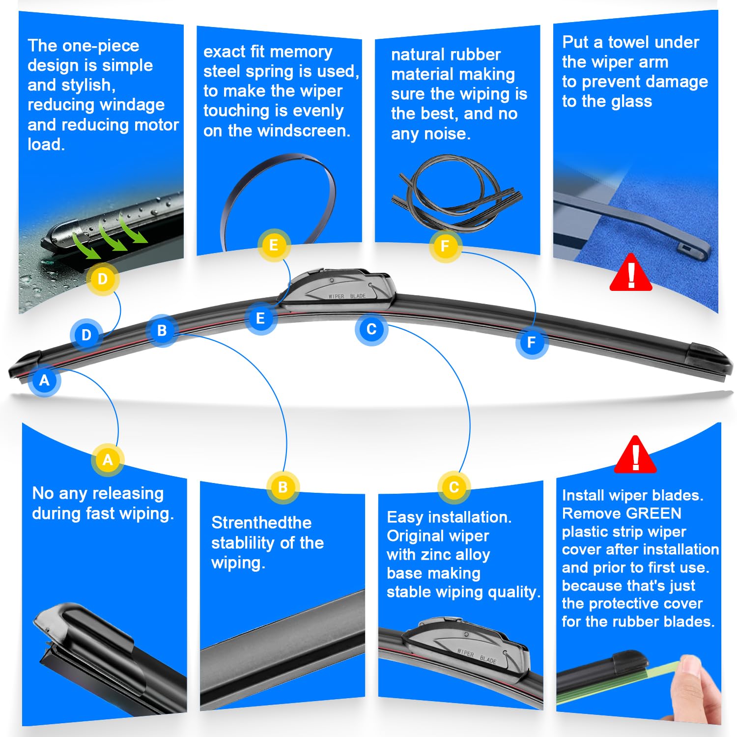 Raintok Windshield Wiper Blades Replacement For Honda Hrv Hr-V 2016 2017 2018 2019 2020 2021 2022 Original Factory Quality Front