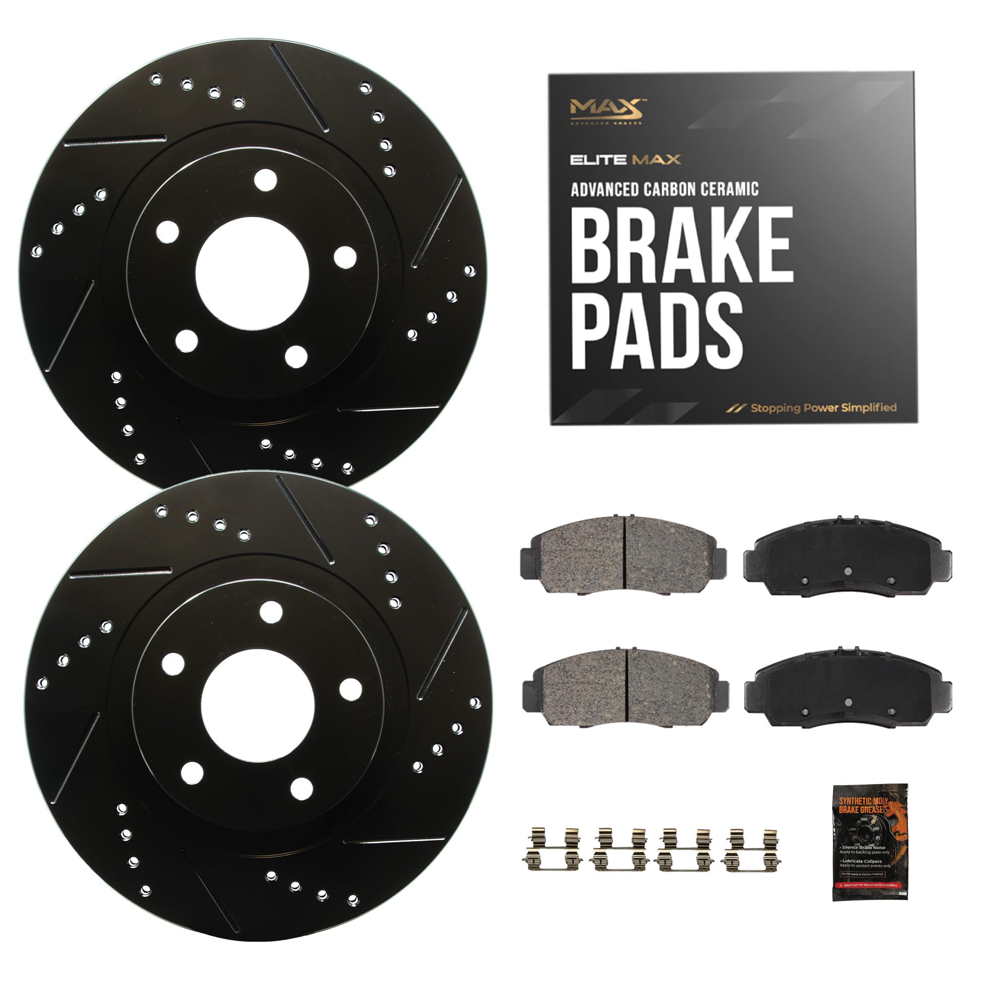 Max Advanced Brakes Rear Brake Kit Compatible With 2005-2008 2009 2010 Vw Jetta Golf Rabbit W/10.24 '' Rear Rotor Replacement Dr