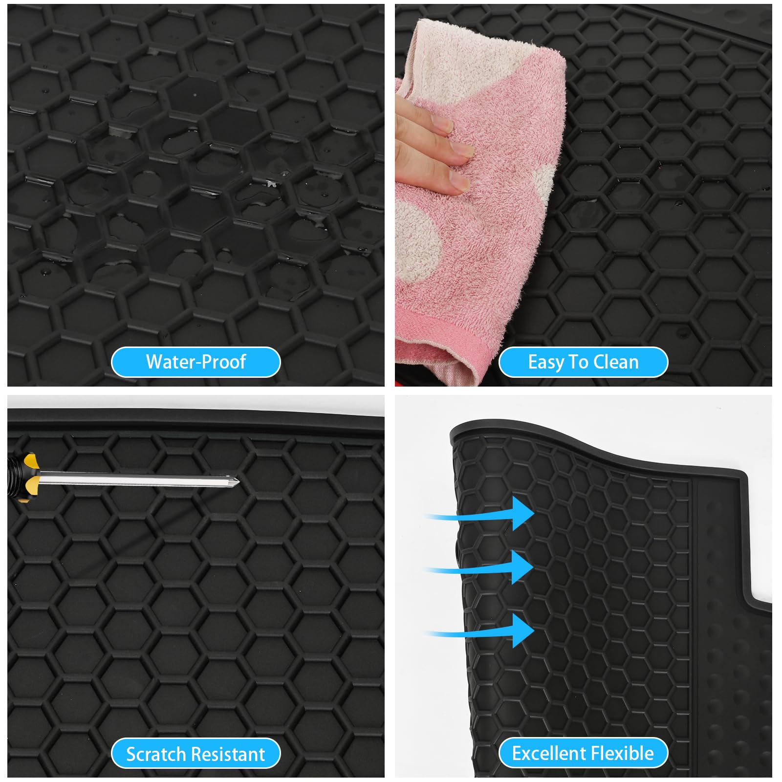Matericuo Car Floor Mats Custom Fit For Volkswagen Vw Jetta 2019-2025 Black Rubber Auto Liner Mats All Weather Protection Heavy
