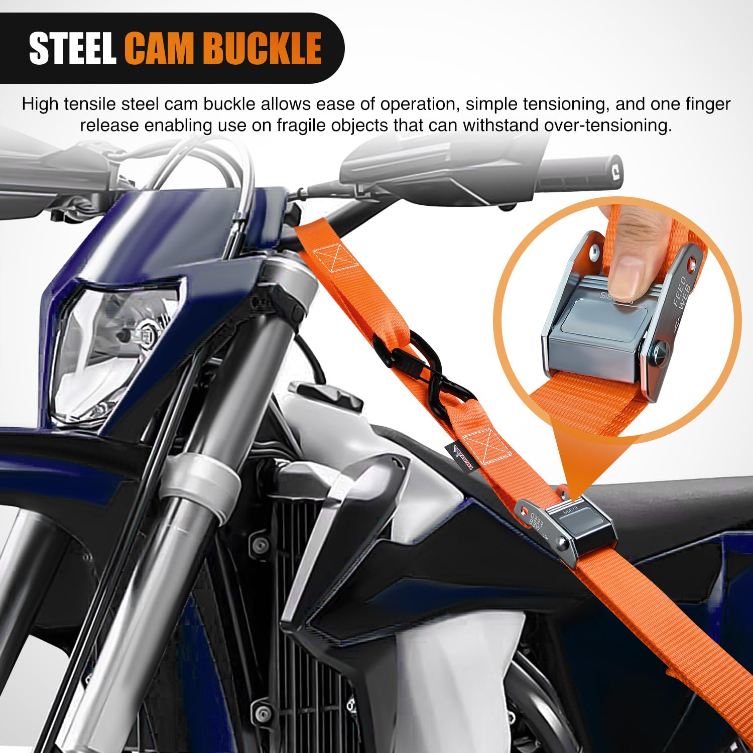 Nilight Motorcycle Tie Down Straps 1.5     8 Heavy Duty Cambuckle With Soft Loops Safety S-Hooks 3084Lbs Break Strength For Secu