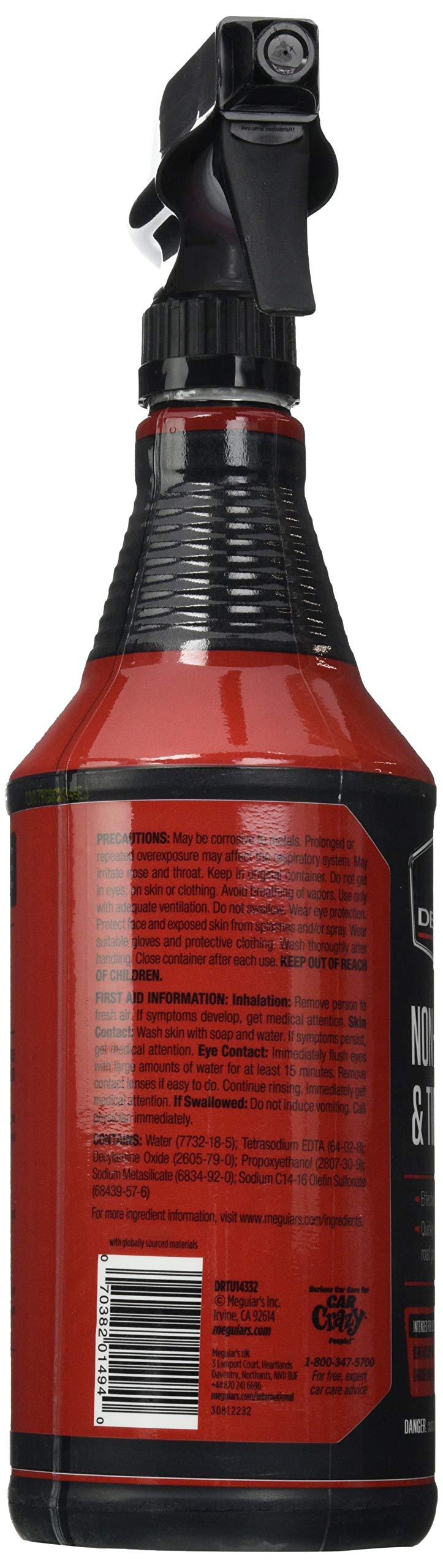 Meguiar's Non-Acid Wheel & Tire Cleaner, 32 Fl Oz, Model DRTU14332, Safe for Tires & Wheels