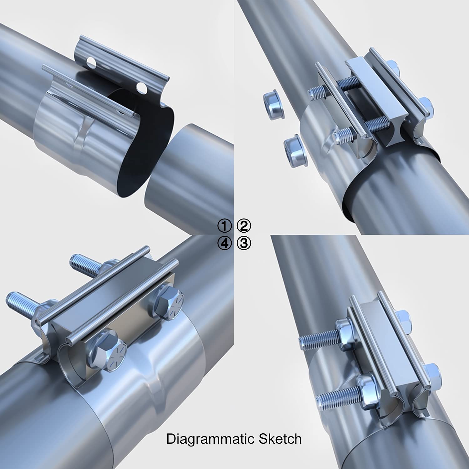 Roadformer 2.5    Exhaust Clamp - Lap Joint Exhaust Band Clamp Stainless Steel Is Film Protected, Suggested To Remove Before Use