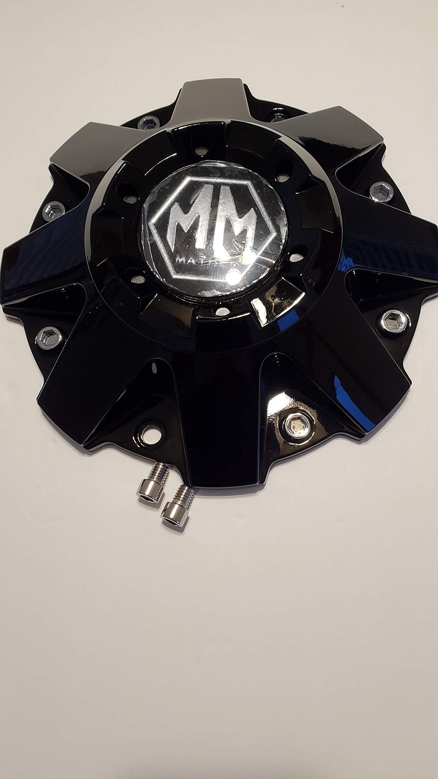 Mayhem Wheels Black Center Cap with 2 Mounting Screws, Gloss Black, Model C108040B01
