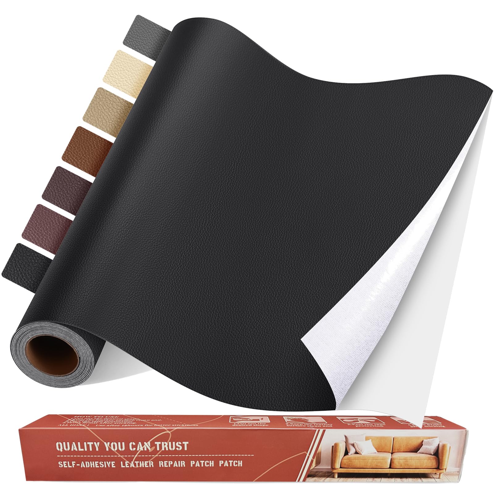 Yikda Self Adhesive Leather Repair Patch Kit, 16 In X 63 In Large Vinyl Leather Repair Tape For Furniture, Car Seat, Couch, Sofa
