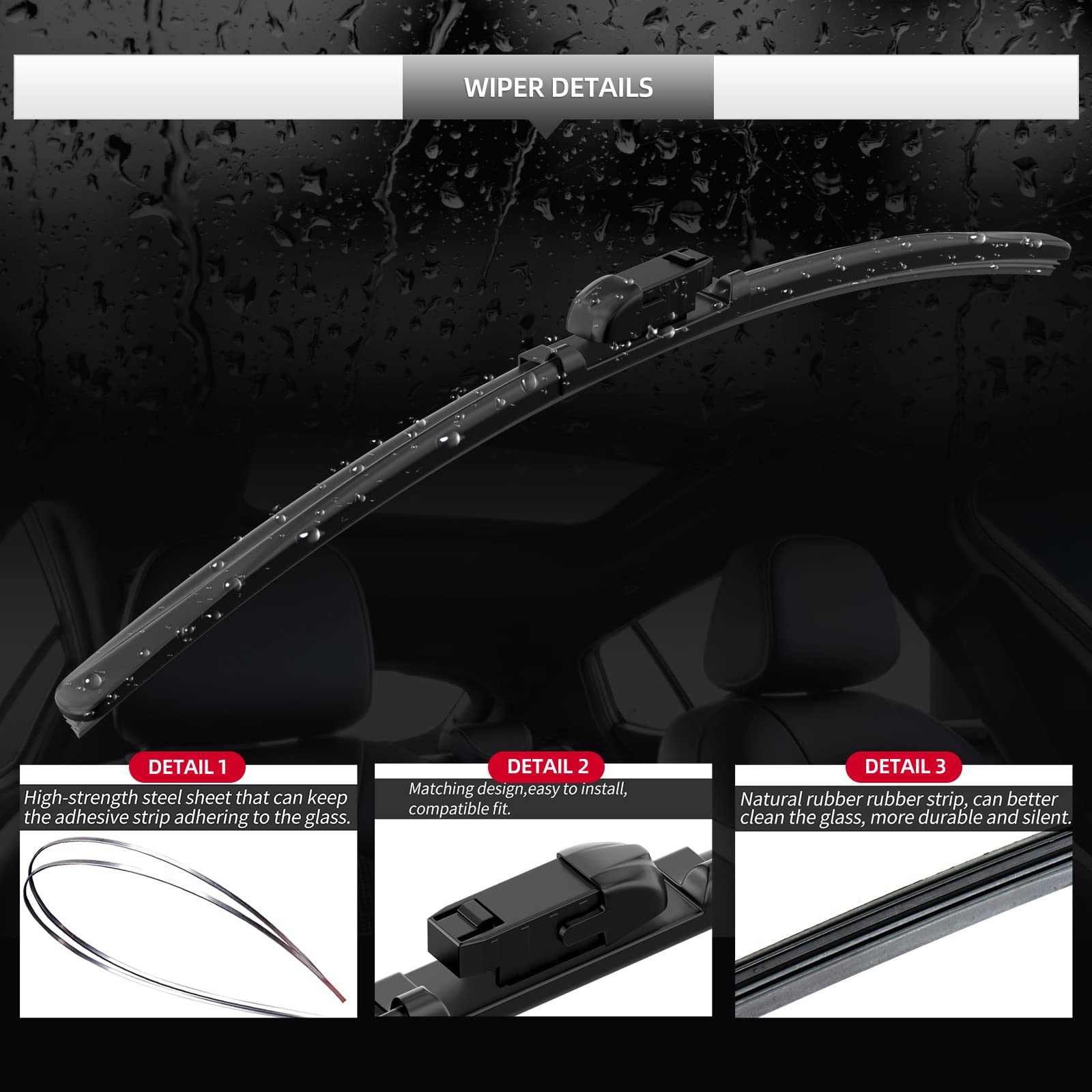 Gardimu Front And Rear Windshield Wiper Blades, 3 Pcs Front And Back Windshield Wipers Blades Replacement For Subaru Forester 20
