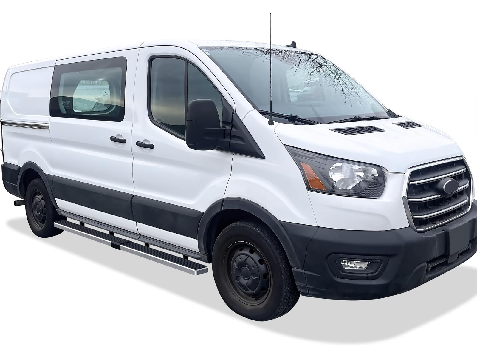 APS Running Boards 6 inches Silver Compatible with Ford Transit 2015-2025 Full Size Van 3-Door (Exclude 2022-2025 E-Transit) 304