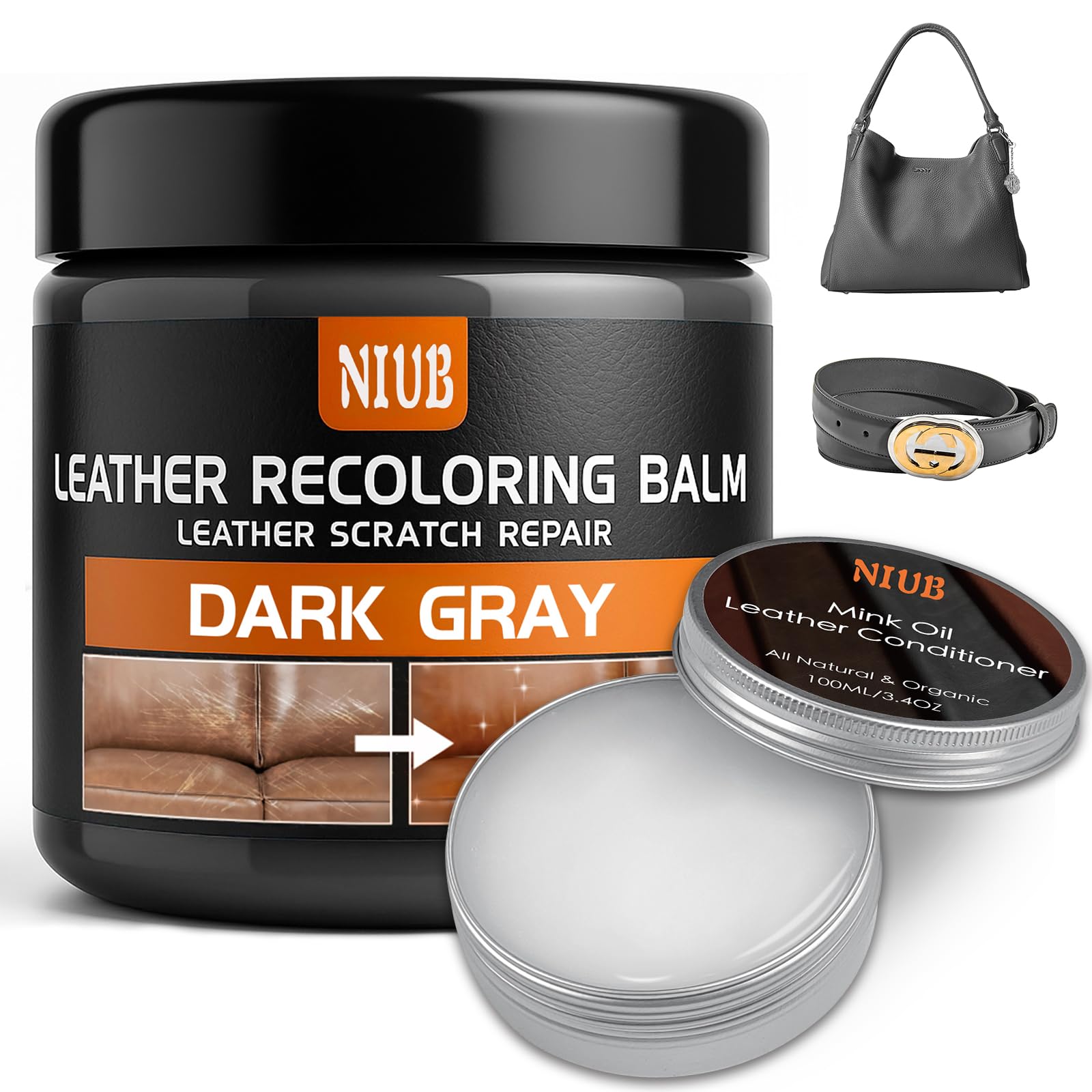 Niub Leather Recoloring Balm Leather Color Restorer Scratch Repair Leather Paint For Furniture Couches Car Seats Shoes Bags Leat