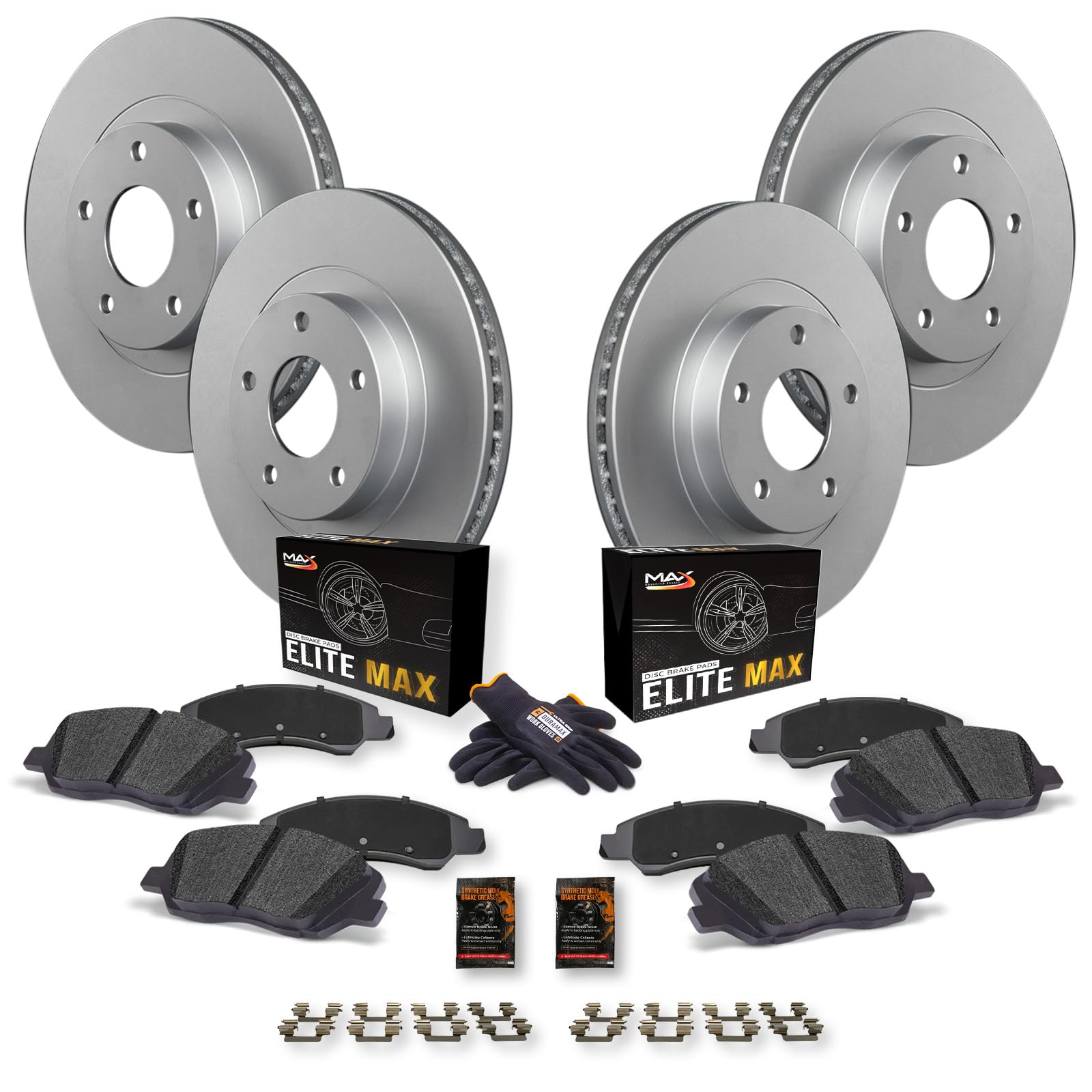 Max Advanced Brakes Front & Rear Brake Kit For 2008-2011 2012 2013 2014 2015-2020 Nissan Rogue Sport Select Qashqai Replacement Geomet Coated Oe Disc Brake Rotors And Ceramic Brake Pads