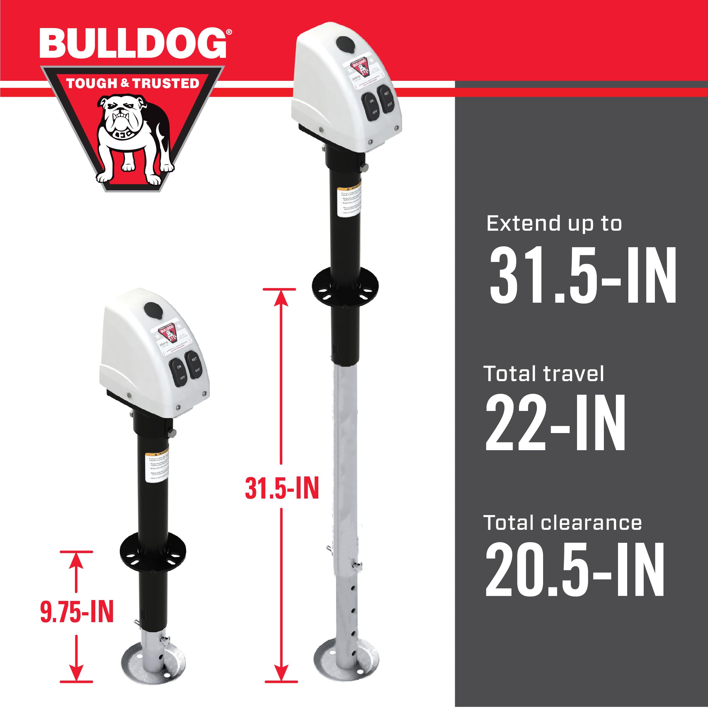 Bulldog 500188 White A-Frame Jack With Powered Drive, 3,500 Lbs.