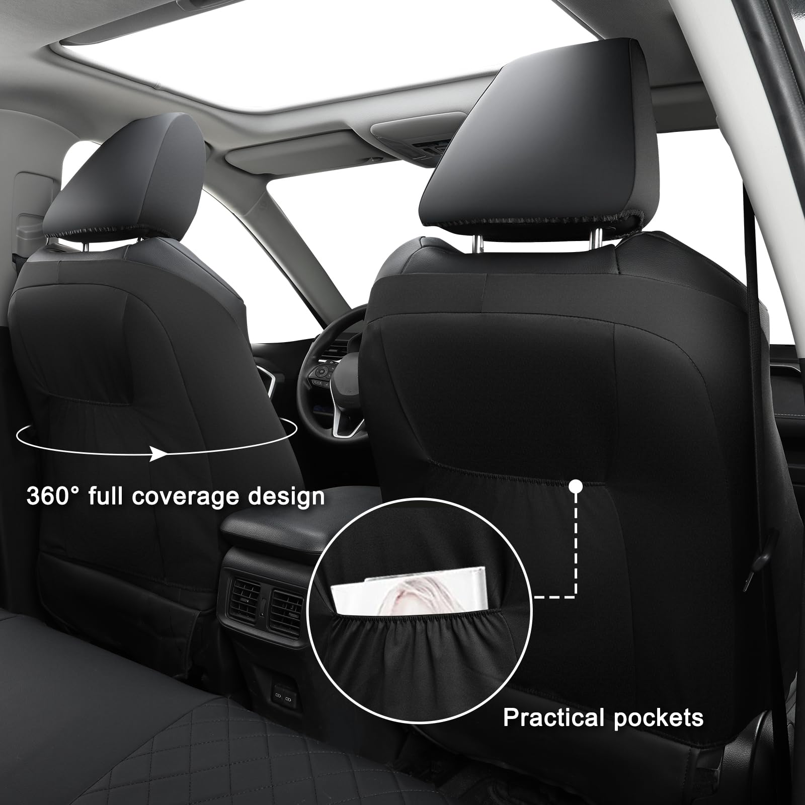 GIANT PANDA Custom Fit 2 Pack Front Car Seat Covers for Select Toyota Sienna 2021 2022 2023 2024 2025 XLE,XSE,Limited,Platinum,W