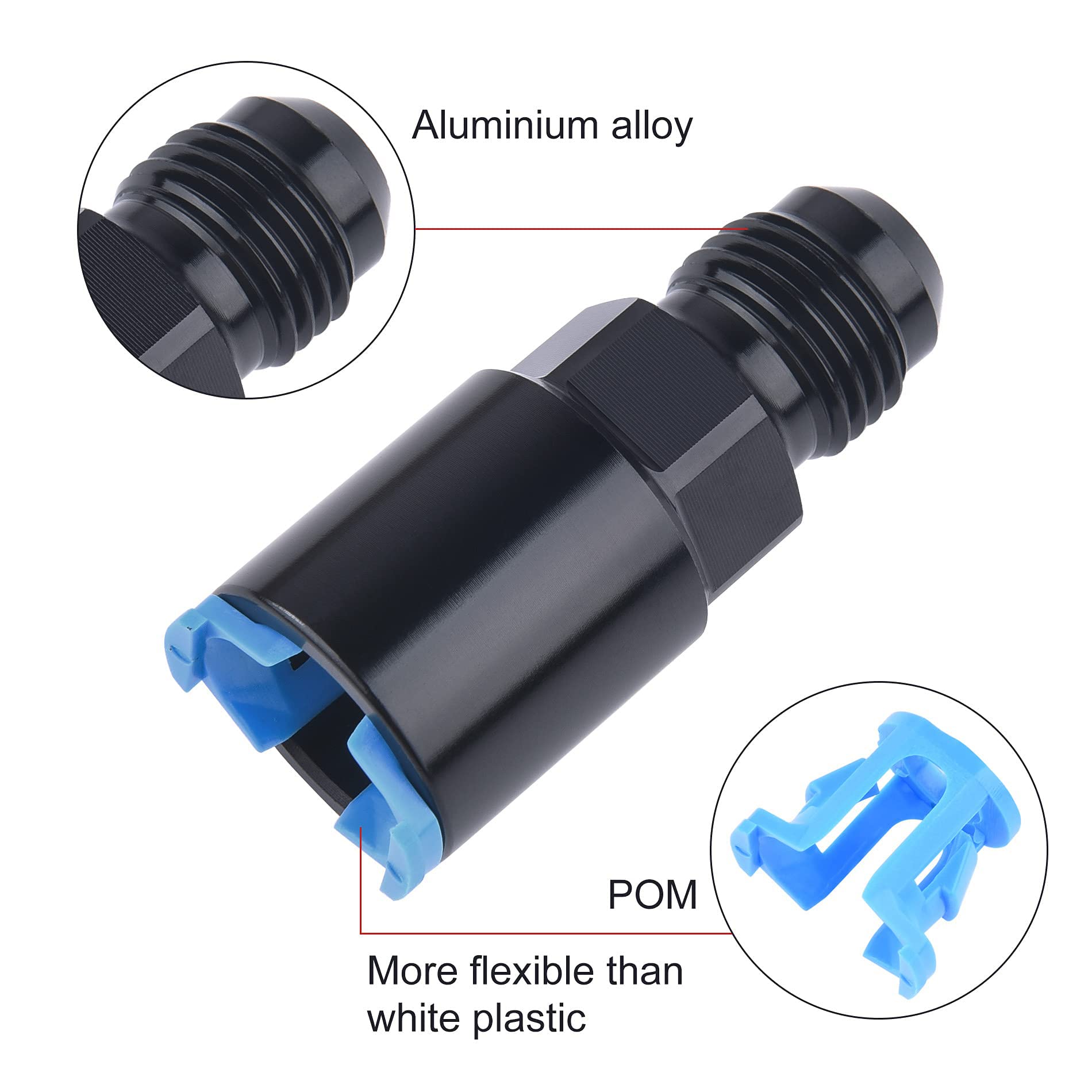 EVIL ENERGY 8AN Male to 3/8" SAE Quick-Disconnect EFI Fuel Rail Fitting, Blackblue Aluminum