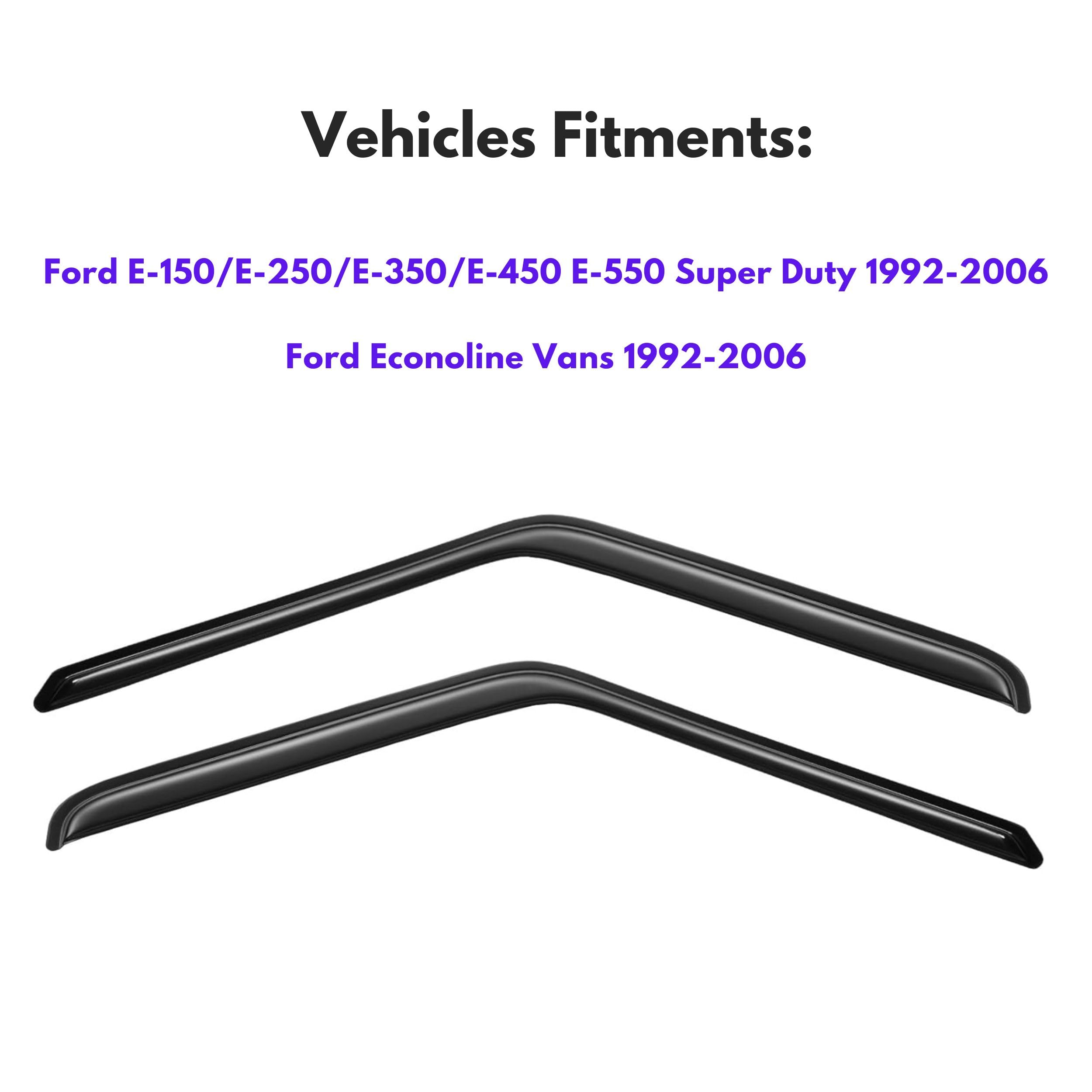 KPY Window Visor Compatible with 1992-2006 Ford E150 E250 E350 E450 E550 Super Duty, Rain Guard Window Vent Deflectors Tape-On f