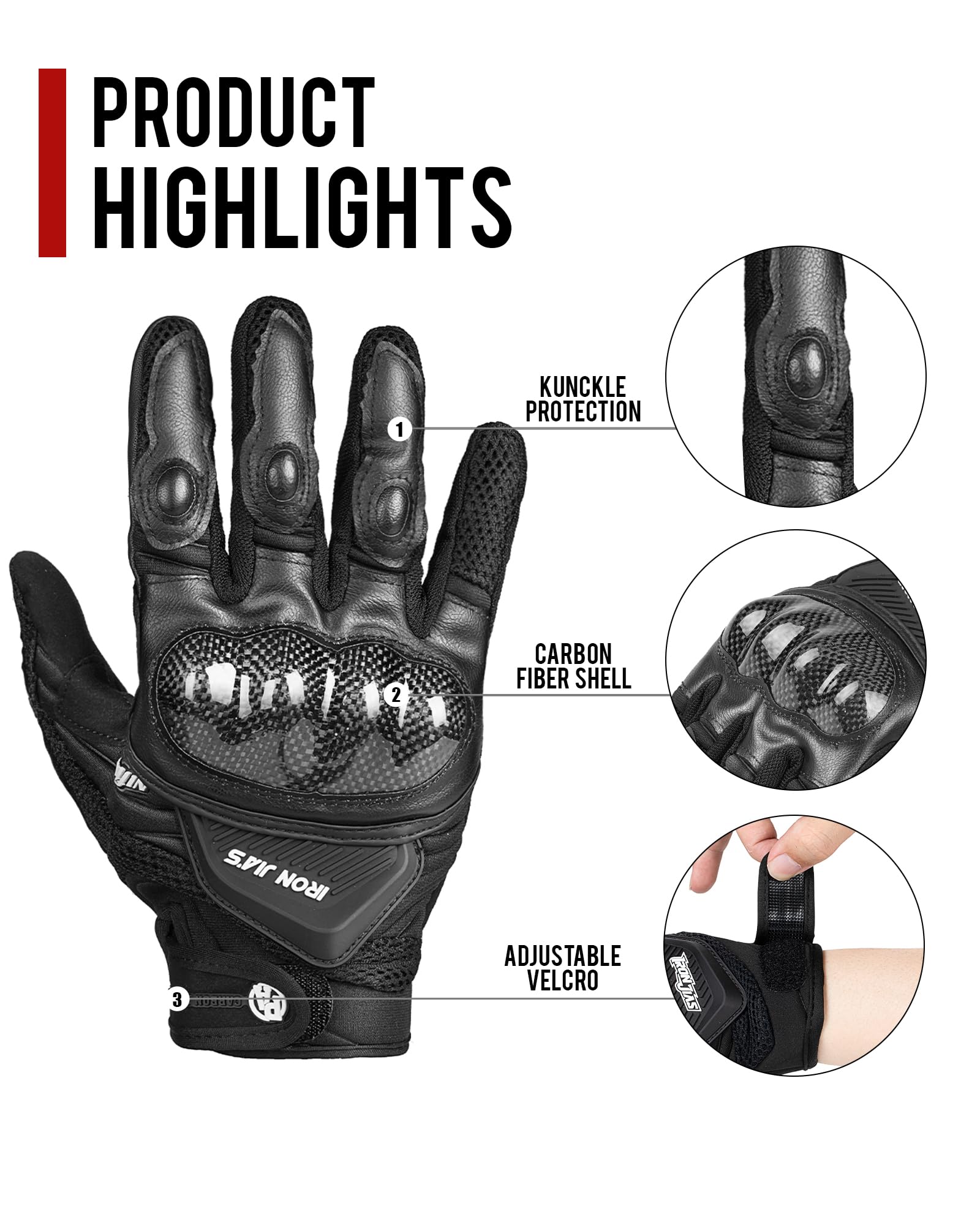 Borleni Motorcycle Gloves Touch Screen For Men Women Padding Hard Knuckle Cycling Motorbike Atv Hiking Riding Climbing Glove