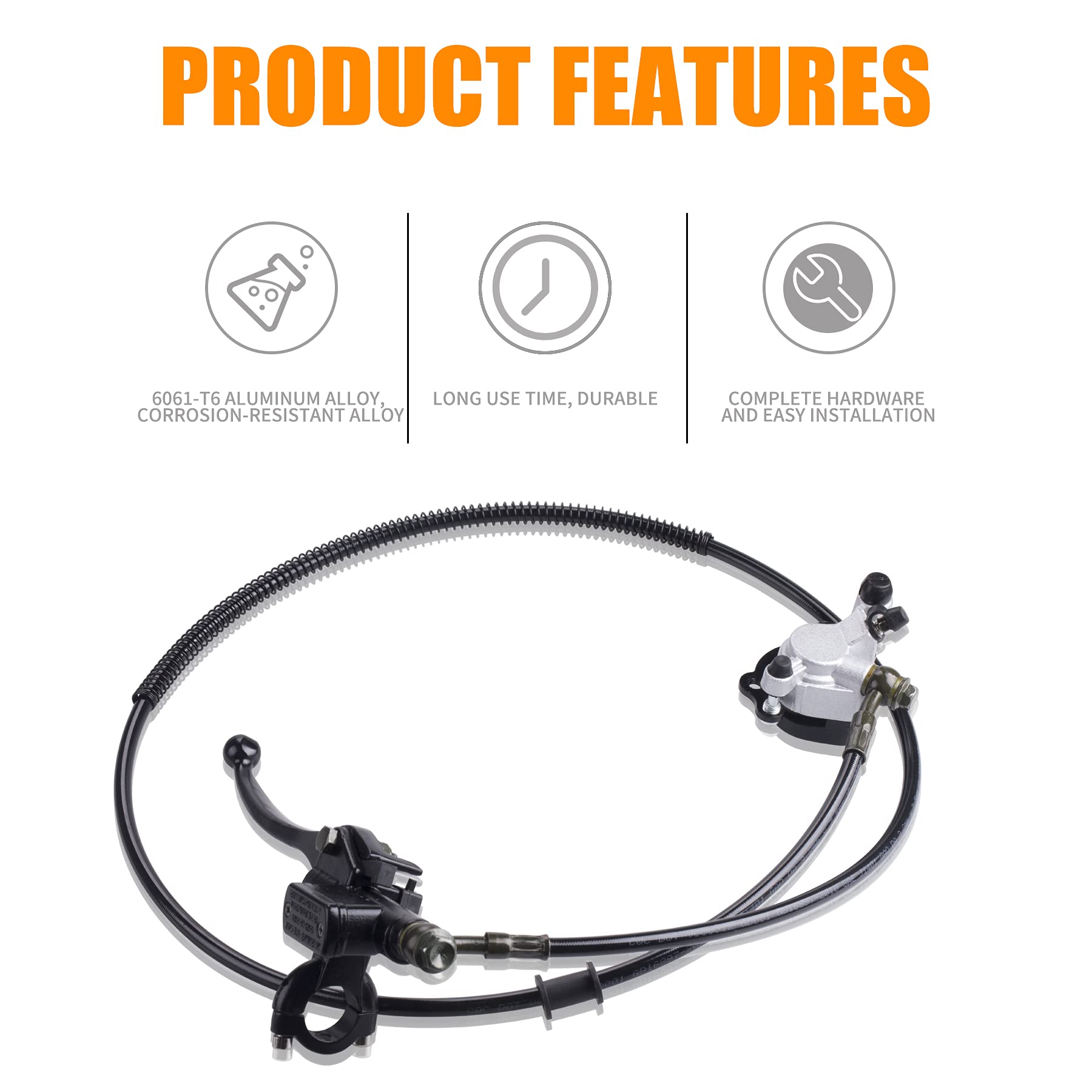 MWMNUN Motor Upgraded Hydraulic Brake System The Left of The 7/8'' Handlebars 50 inch Hose Compatible with Mini Bike Baja Doodle