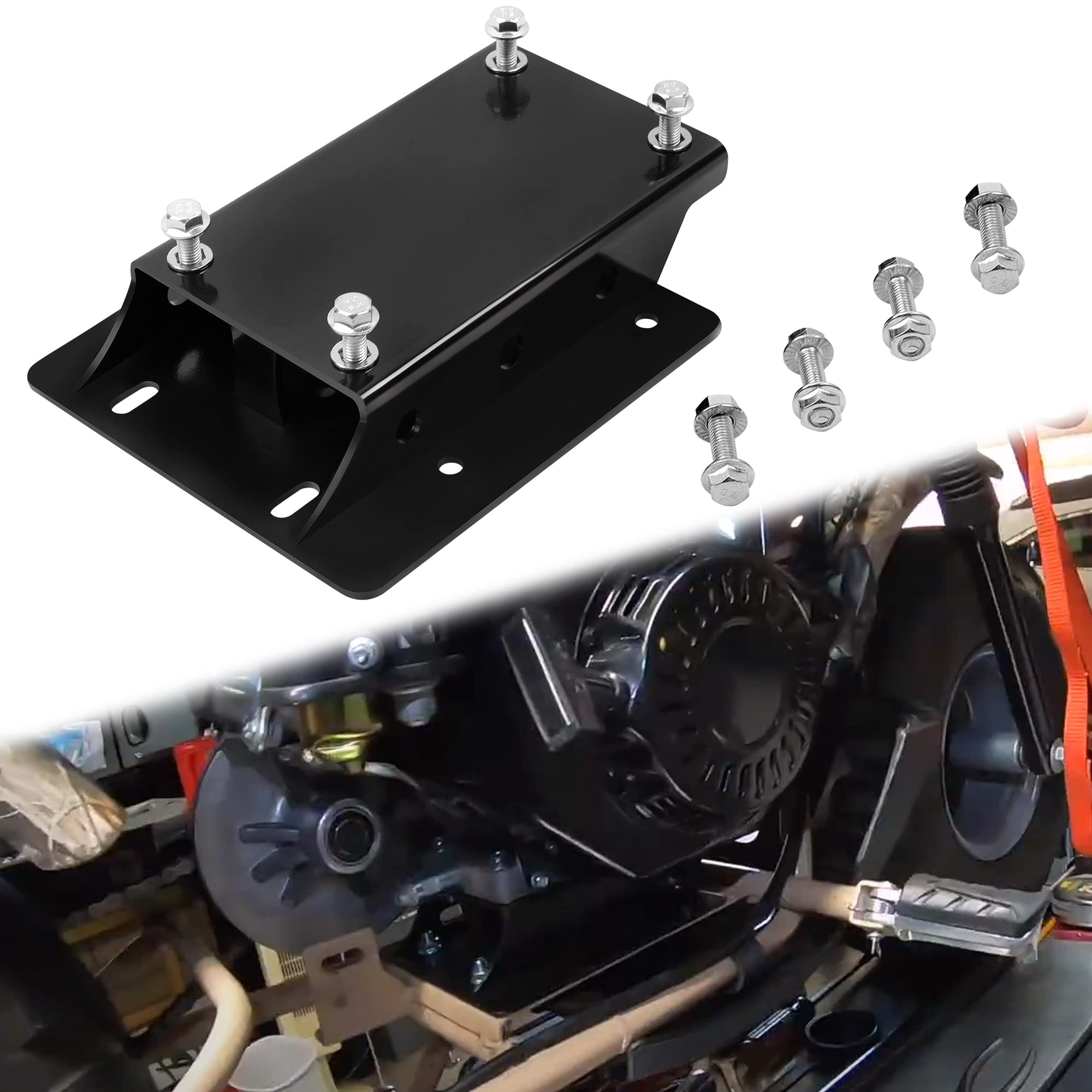 JY PERFORMANCE Torque Converter Motor Riser Plate Mount for Predator 196cc/212cc - Steel, 1.75" Lift, Black, Model DAC862