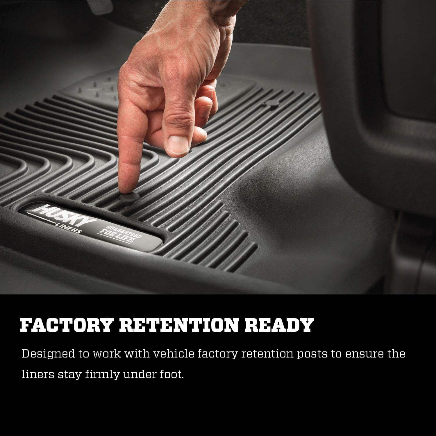 Husky Liners X-Act Contour Series | Front & 2Nd Seat Floor Liners - Black | 53908 | Fits 2014-2018 Chevrolet Silverado/Gmc Sierra 1500 Crew Cab, 2015-2019 Silverado/Sierra 2500/3500 Hd Crew Cab 3 Pcs