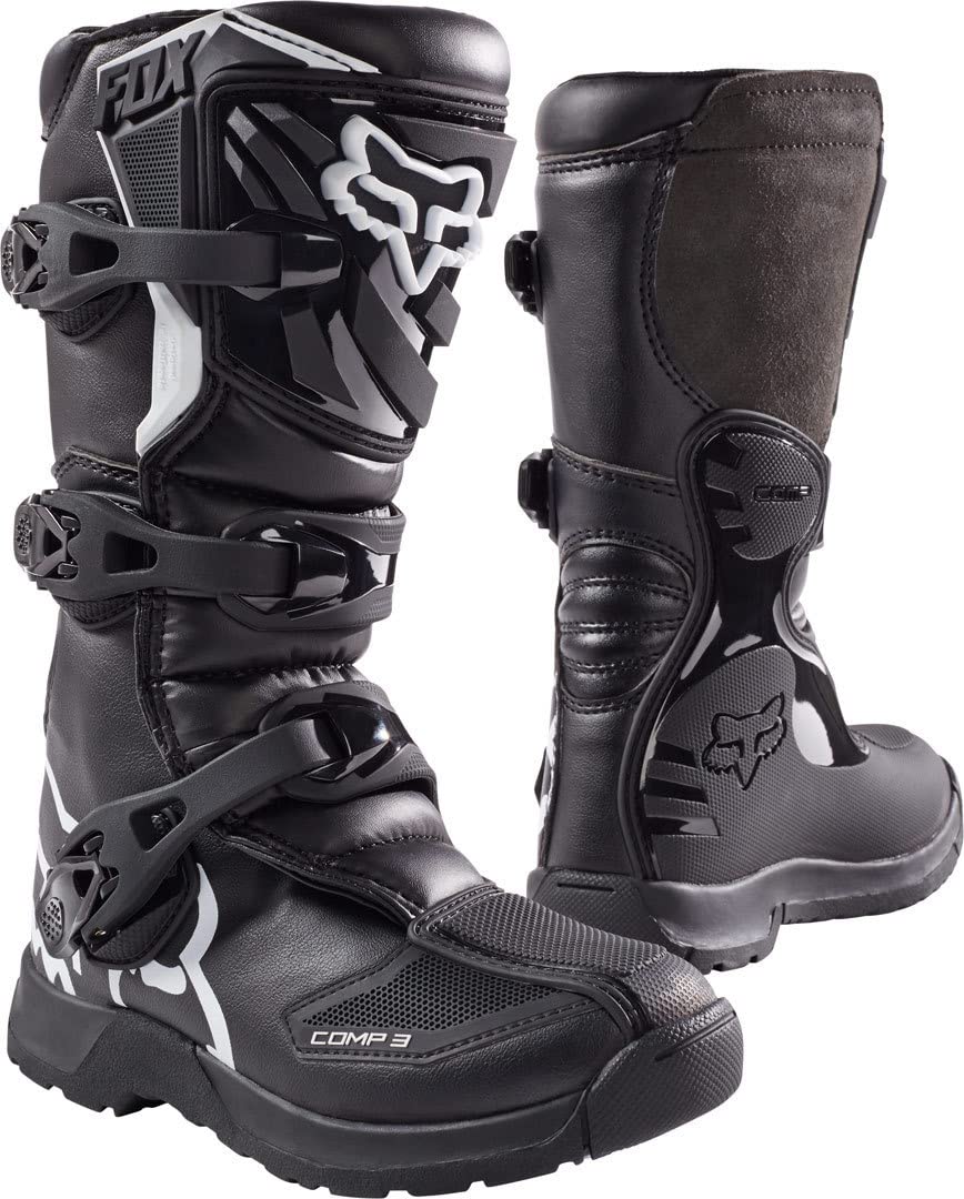 Fox Racing Unisex-Child Youth Comp 3 Motocross Boot,Black,Big Kid 8