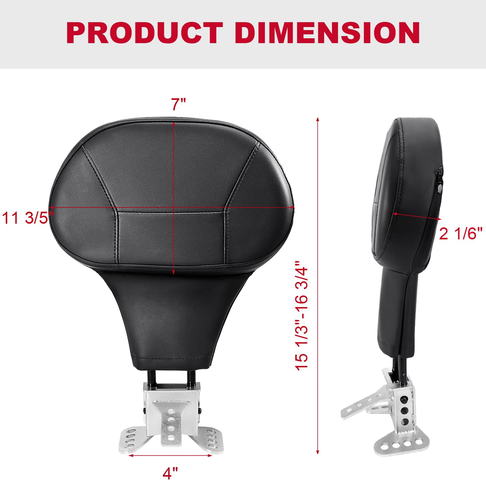 kekykm Detachable Driver Rider Backrest for 2009-2024 Harley Davidson Touring Street Glide Road King Road Glide Ultra Limited Qu