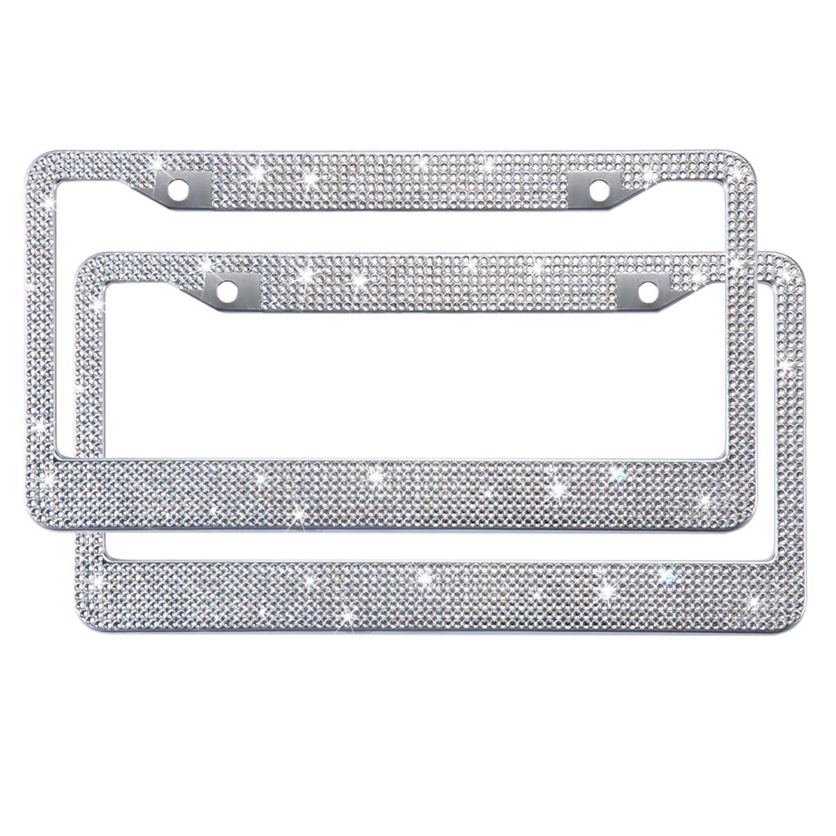 Tzarrot Bling License Plate Frame For Women, Universal Rhinestone License Plate Frame Rust Proof Metal, Bling Car Accessories Fo