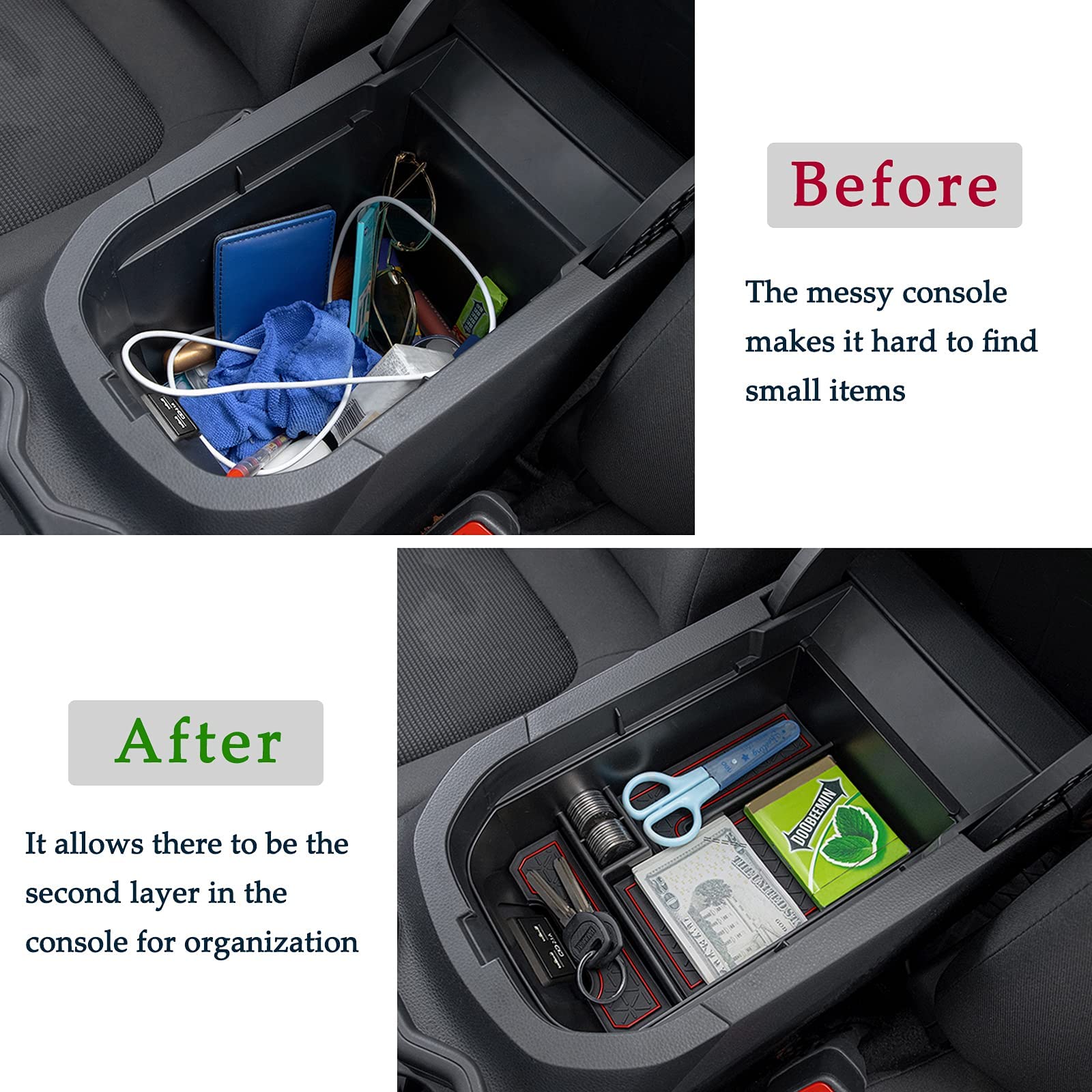 Jdmcar Center Console Tray Organizer Compatible With Toyota Rav4 Accessories 2019-2024 2025 And 2021-2025 Rav4 Prime, Armrest In