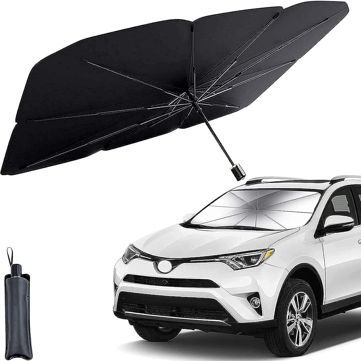 Adwait Car Sunshade Windshield Cover Umbrella Sunshade for Car Front Window Sun Protection & Heat Insulation Foldable for ETron