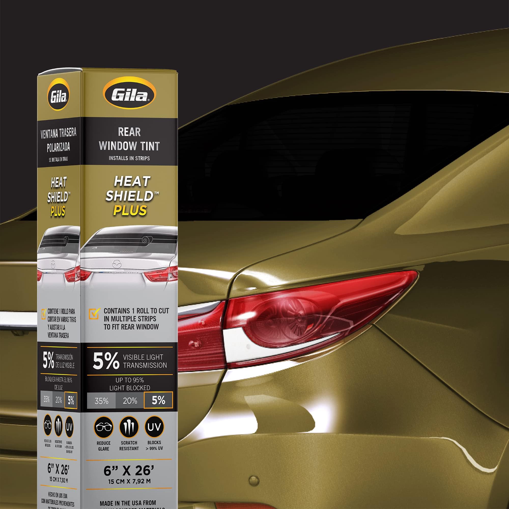 Gila Heat Shield Plus 5% Vlt Rear Window Tint, 6In X 26Ft