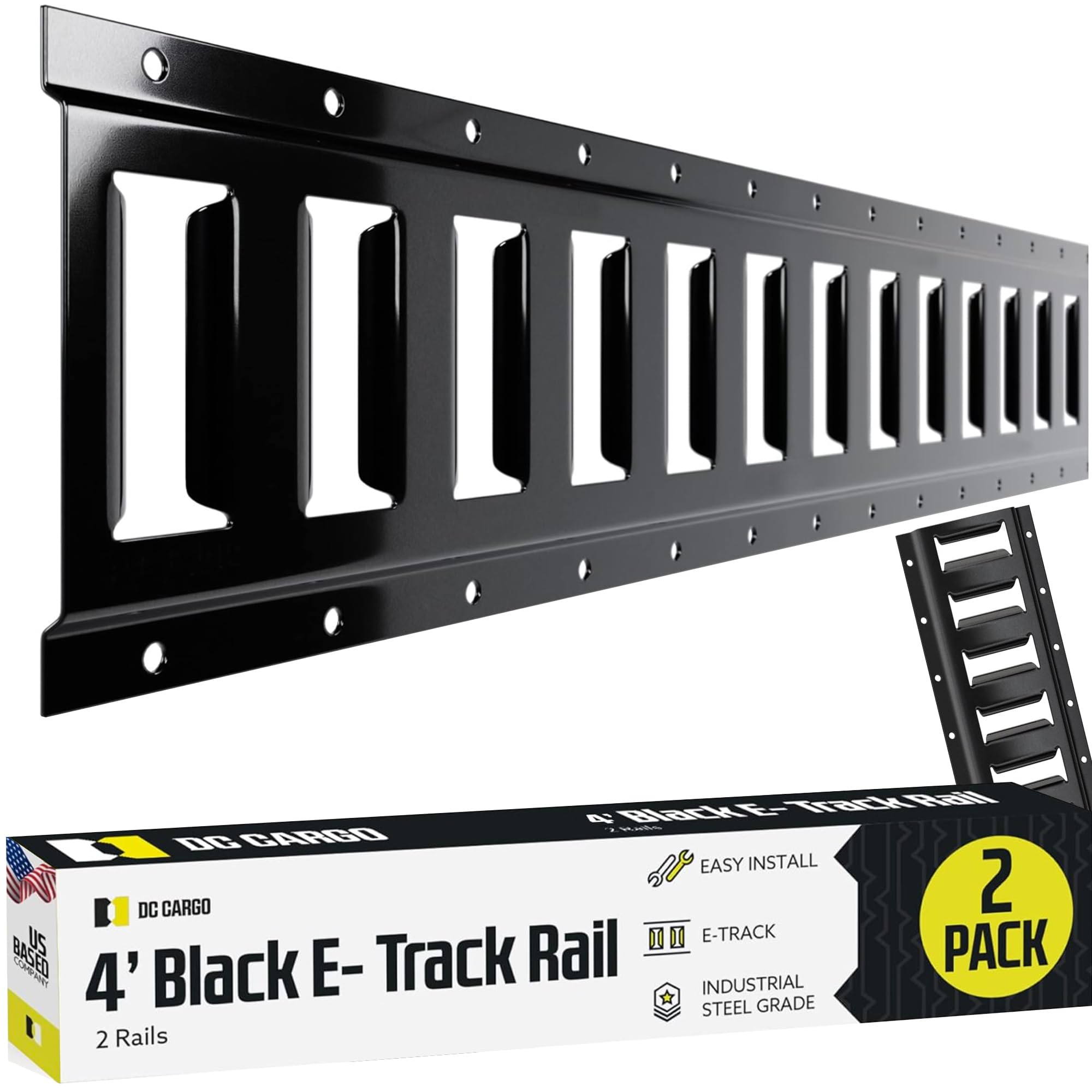 Dc Cargo Mall Indoor E Track Tie Down Rail Kit 4' (2 Pack) For Garages, Vans, Trailers, Motorcycle Tie Downs, Atv Mountings - Po