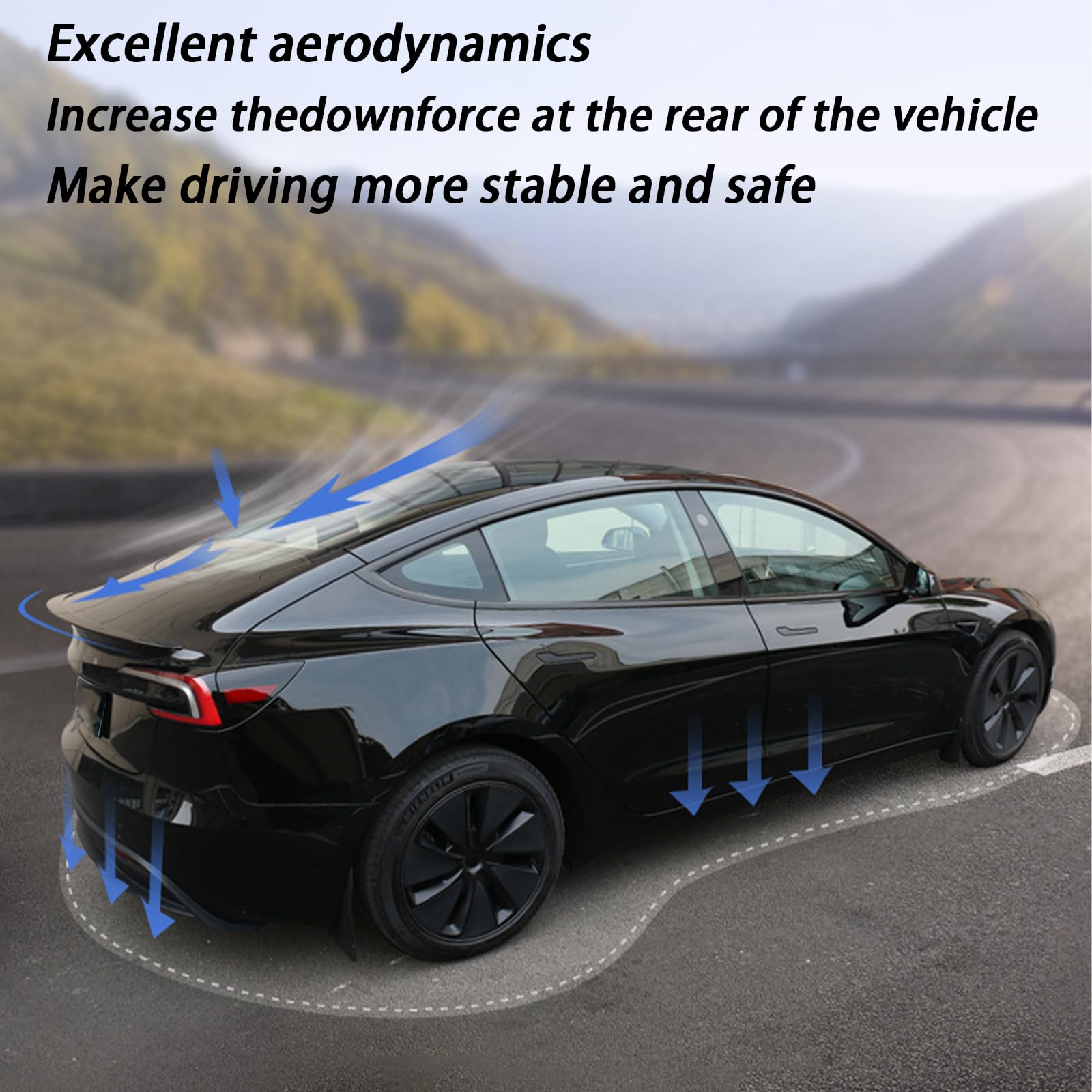 YJMOTOR Spoiler for Tesla Model 3 Rear Spoiler Wing ABS Material Rear Trunk Lip Model 3 Accessories Carbon Fiber Style Custom Fi