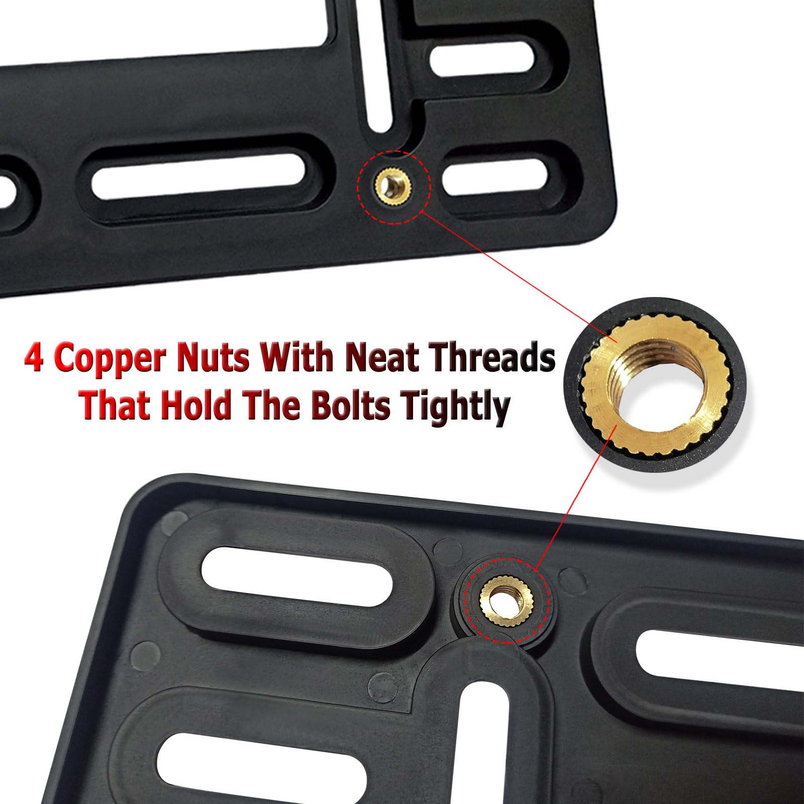 BGGTMO Front License Plate Bracket Holder - Front Bumper License Plate Mounting Kit, 2 Drill Holes Universal Car Tag Adapter wit