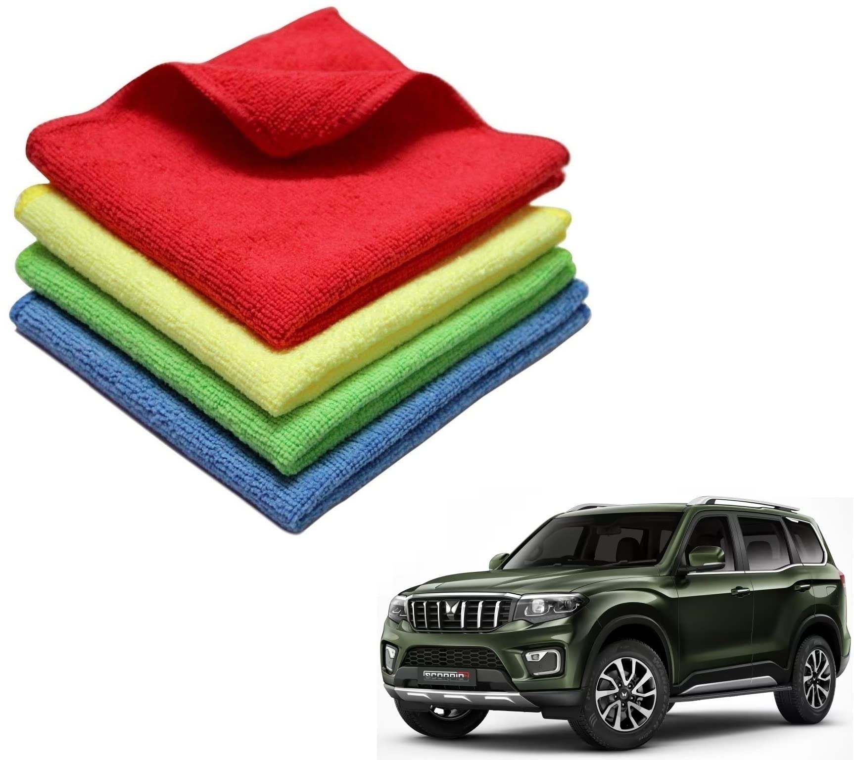 AUTOADDICT Auto Addict Microfiber Vehicle Washing Cloth (Pack of 4) for Scorpio N 2022