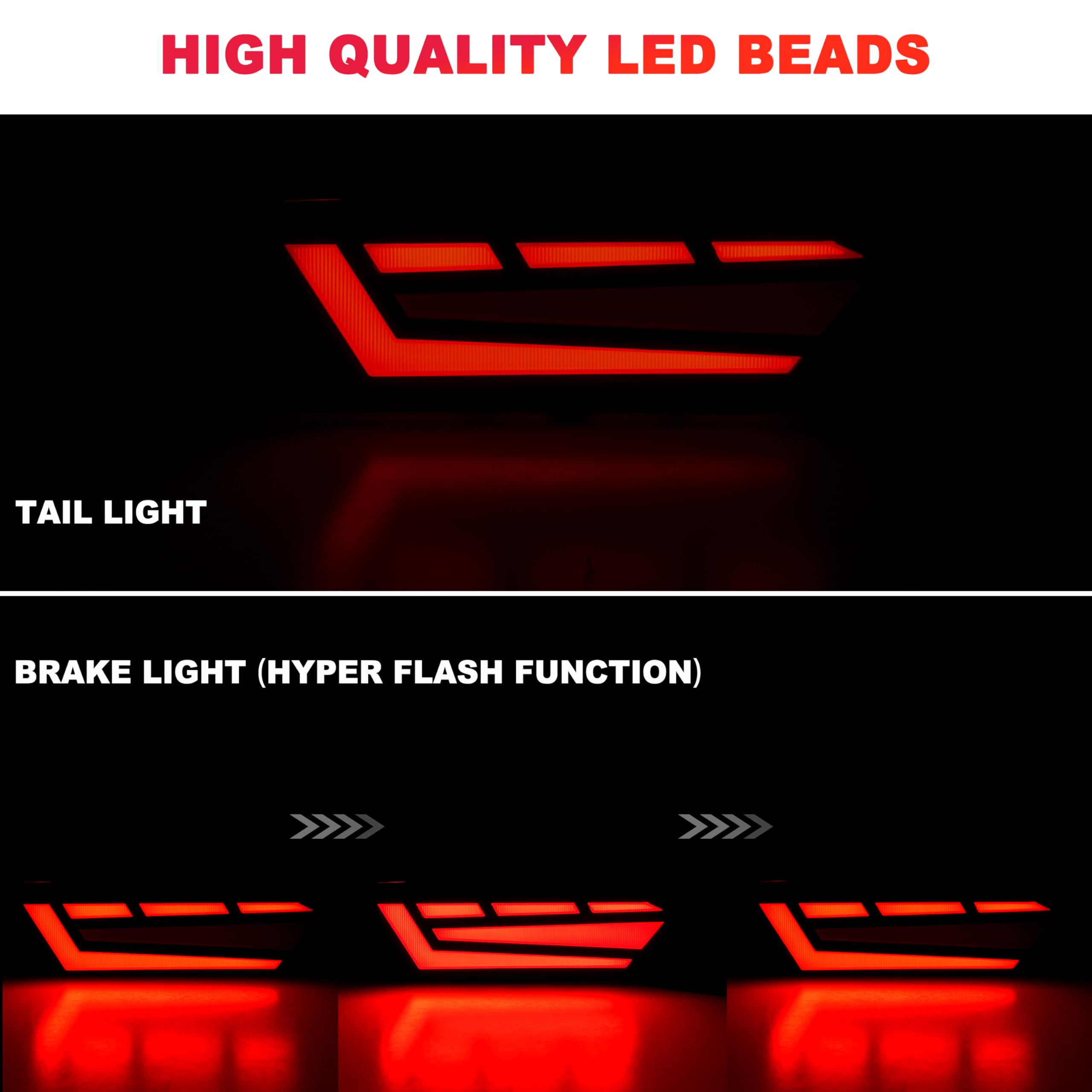 SAUTVS Smoked Black LED Taillights for Polaris RZR 900/1000 & Trail S 2020-2023 (2PCS) - Rear Brake Stop Lights #2412341