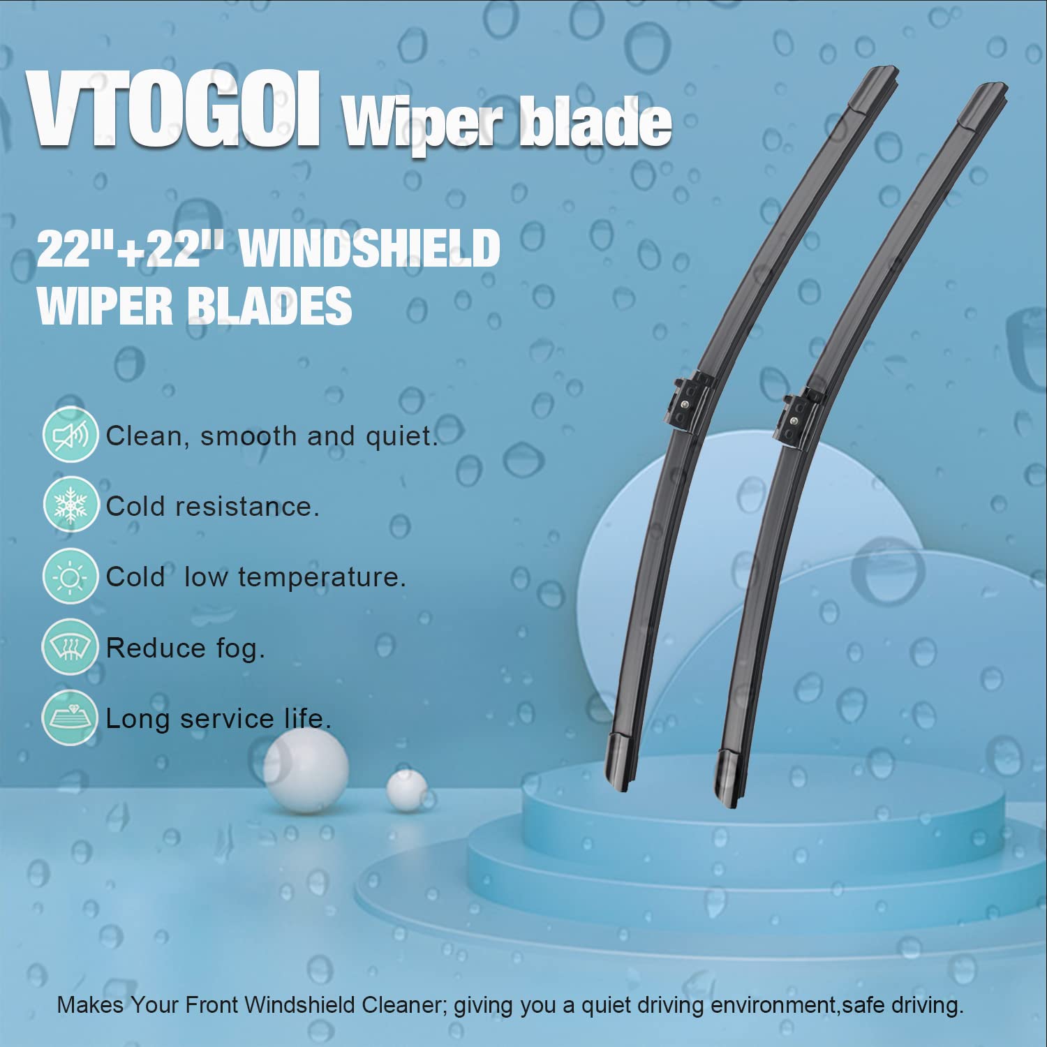 Vtogoi Wiper Blades With Rear Wiper Blades Set For 2017-2021 Mercedes-Benz Glc250 Glc350,Automotive Replacement Windshield Wiper