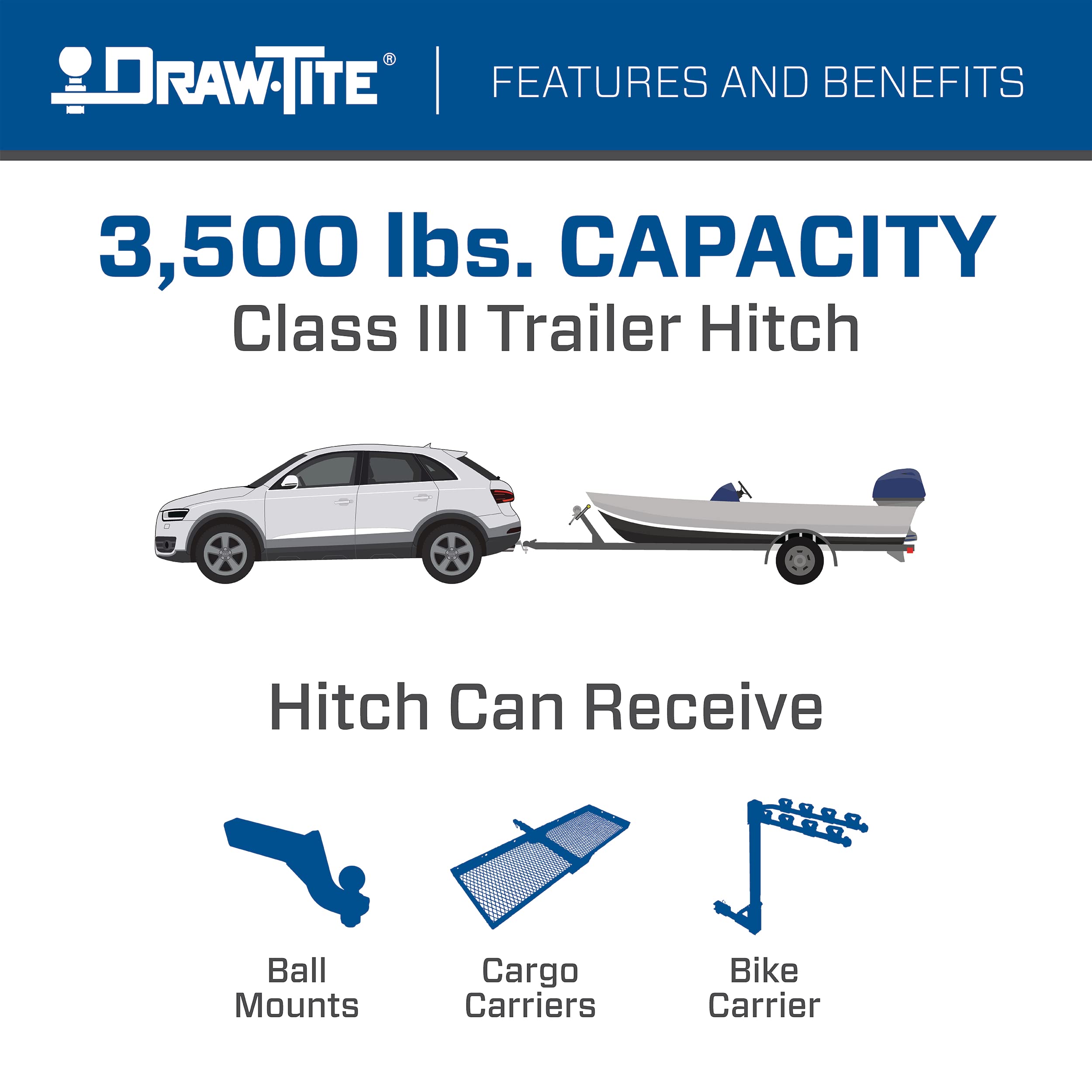 Draw-Tite 76916 Hidden Hitch Completely Hidden Trailer Hitch 2 In. Removable Receiver, Black, Compatable With 2017-2022 Chrysler