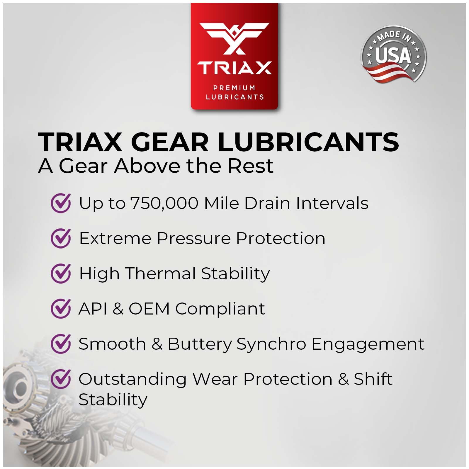 Triax Synergy Gear Mt 75W-90 Gl-4 (Mt-90); Full Synthetic Manual Trans Fluid; Smooth Shifting; No Sticking, Slipping, Vibration,