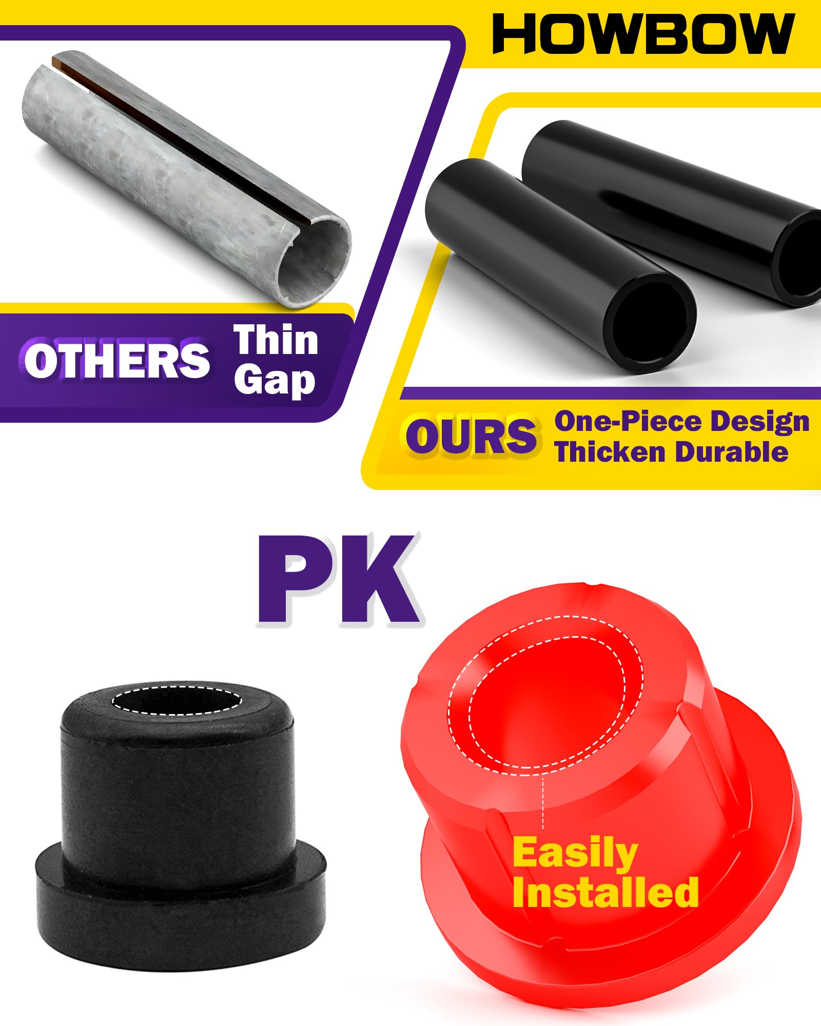 HOWBOW Club Car Precedent Front Bushing Kit - Polyurethane Bushings & Sleeves for 2004-Up Golf Cart Suspension