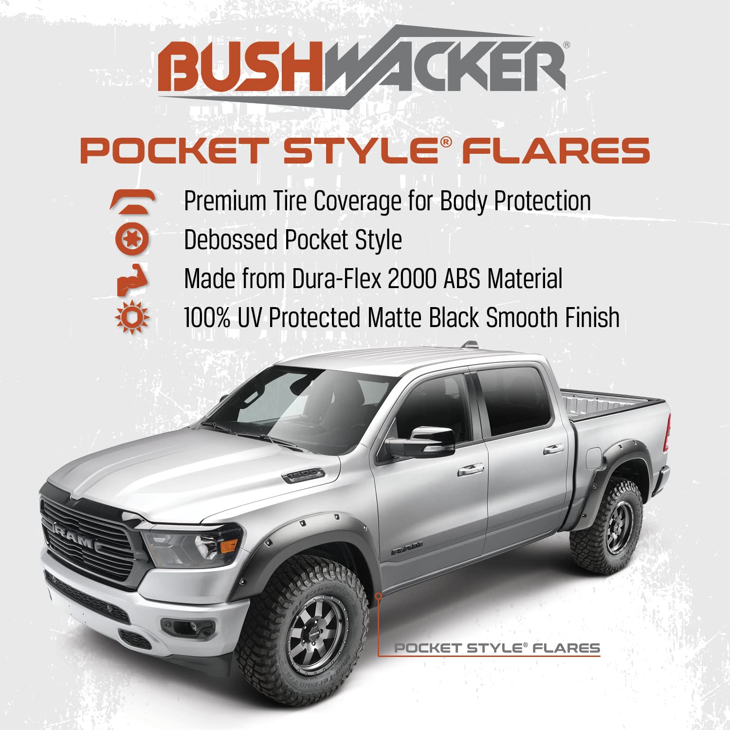 Bushwacker 20942-02 Pocket Style Fender Flares 4Pc. Set Fits 2017-2022 Ford F-250 & F-350 Super Duty (6.8' Truck Bed)