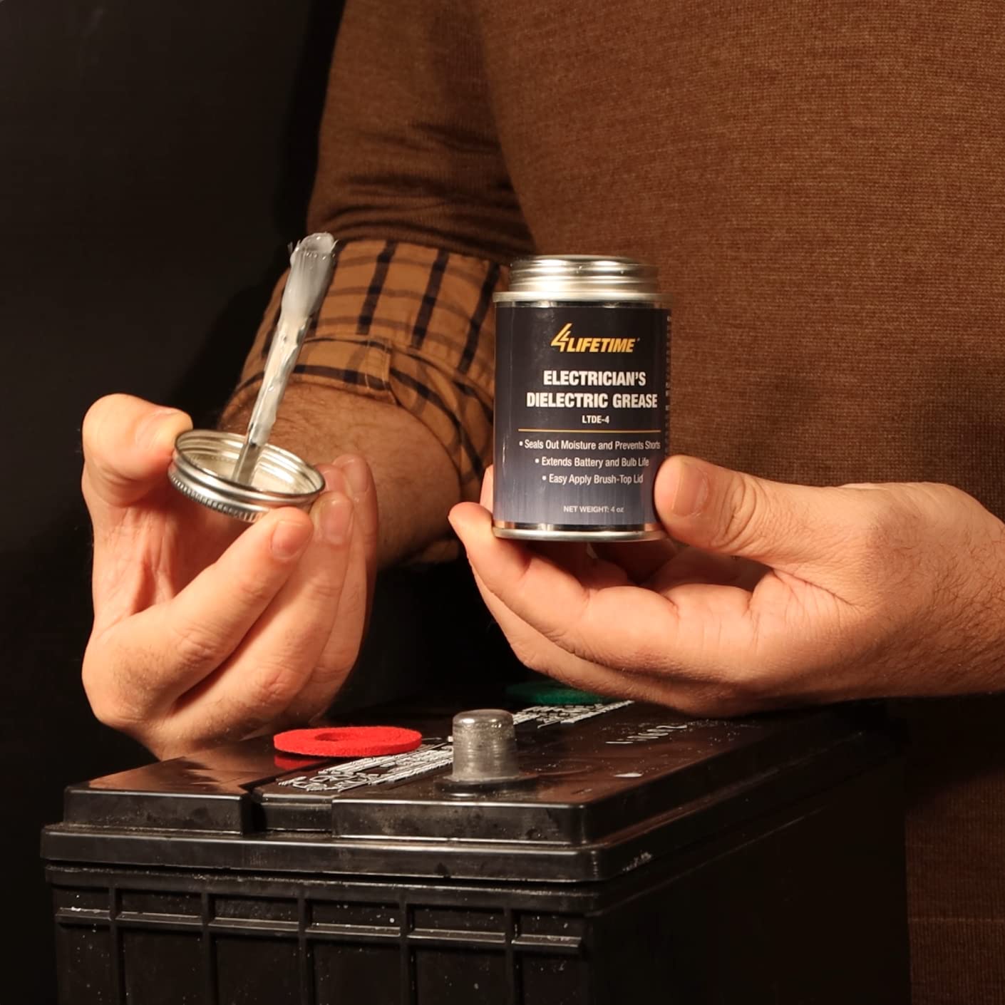 Dielectric Silicone Grease With Battery Terminal Post Washers - Waterproof And Non-Conductive Lubricant For Electrical And Autom