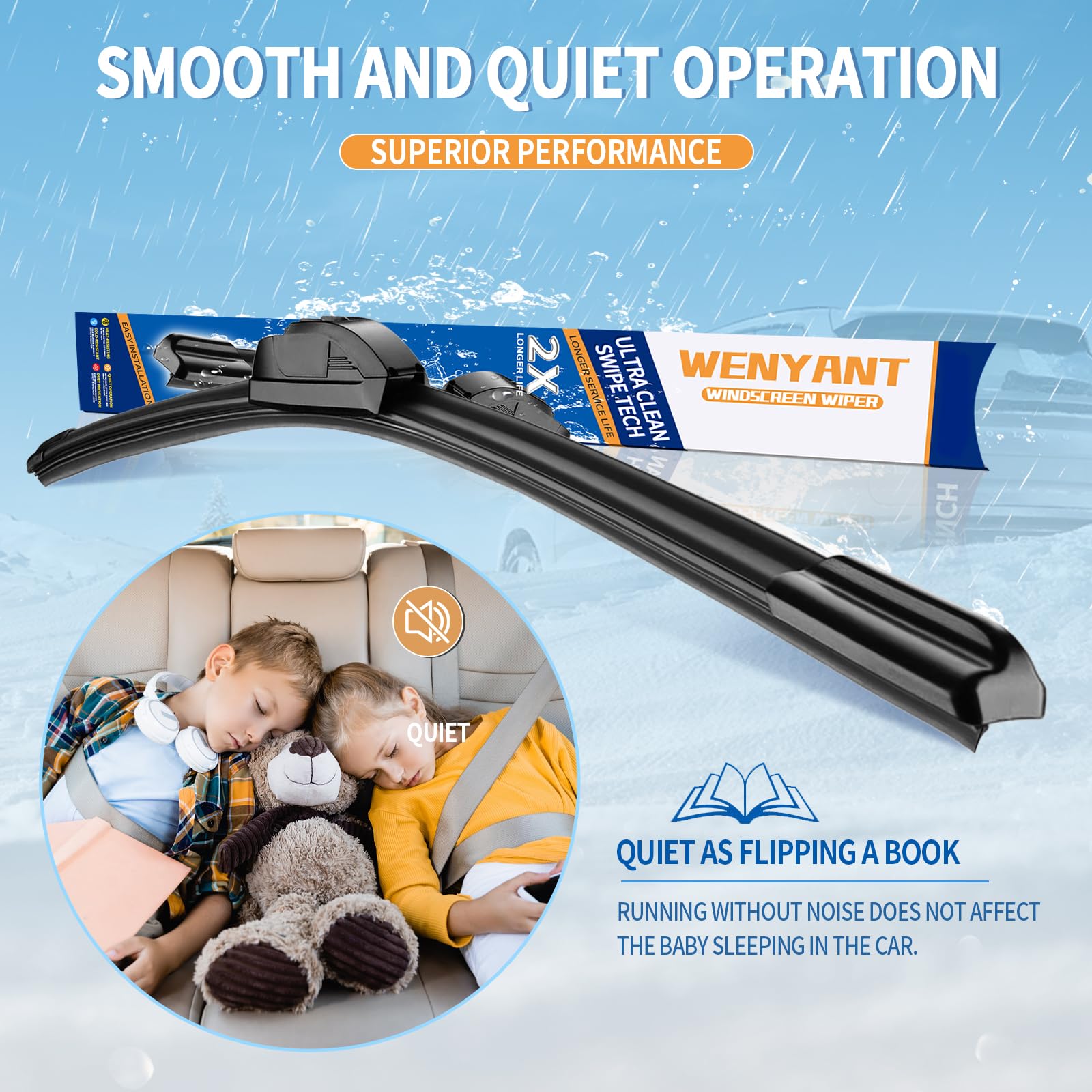 Wenyant 26'' + 16'' Windshield Wiper Blade Original Equipment Automotive Replacement J/U Hook Front Blades Compatible With Honda