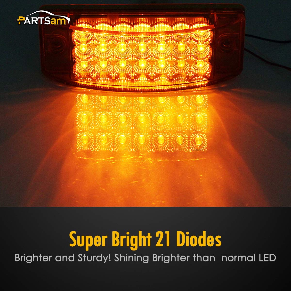 Partsam 6" Amber 21LED Rectangle Marker Lights for Trailer, Truck, RV, Golf Cart - Model 130192